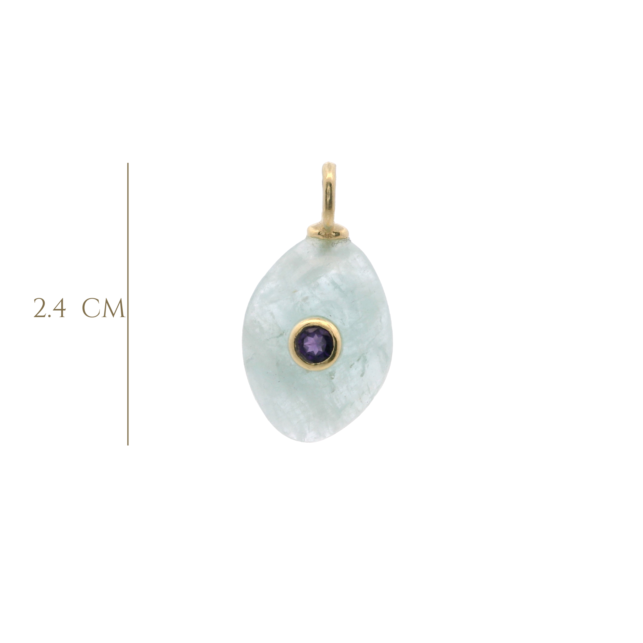 925YG DROP AQUAMARINE CENTER AMETHYST CHARM