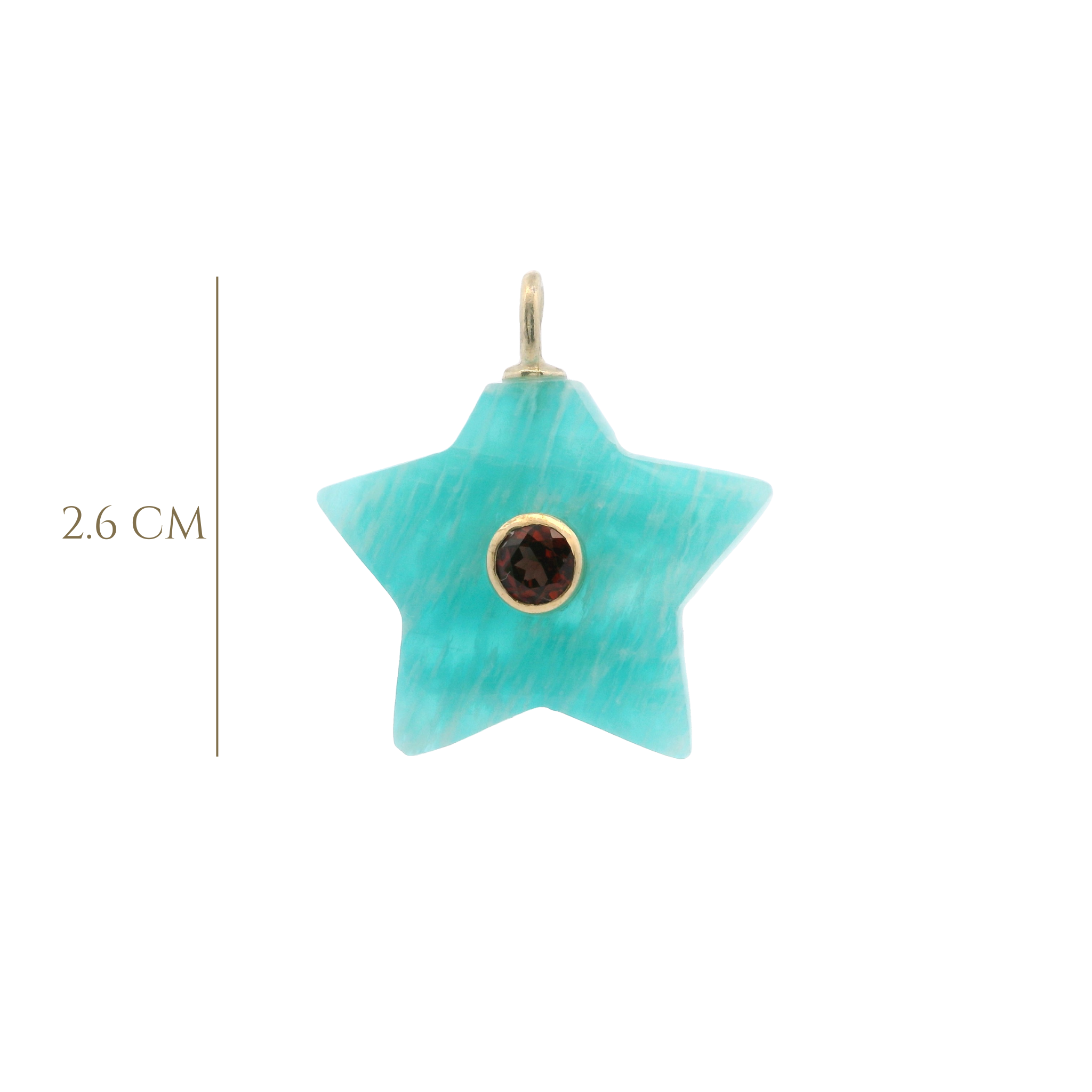 925YG STAR AMAZONITE CENTER GARNET CHARM