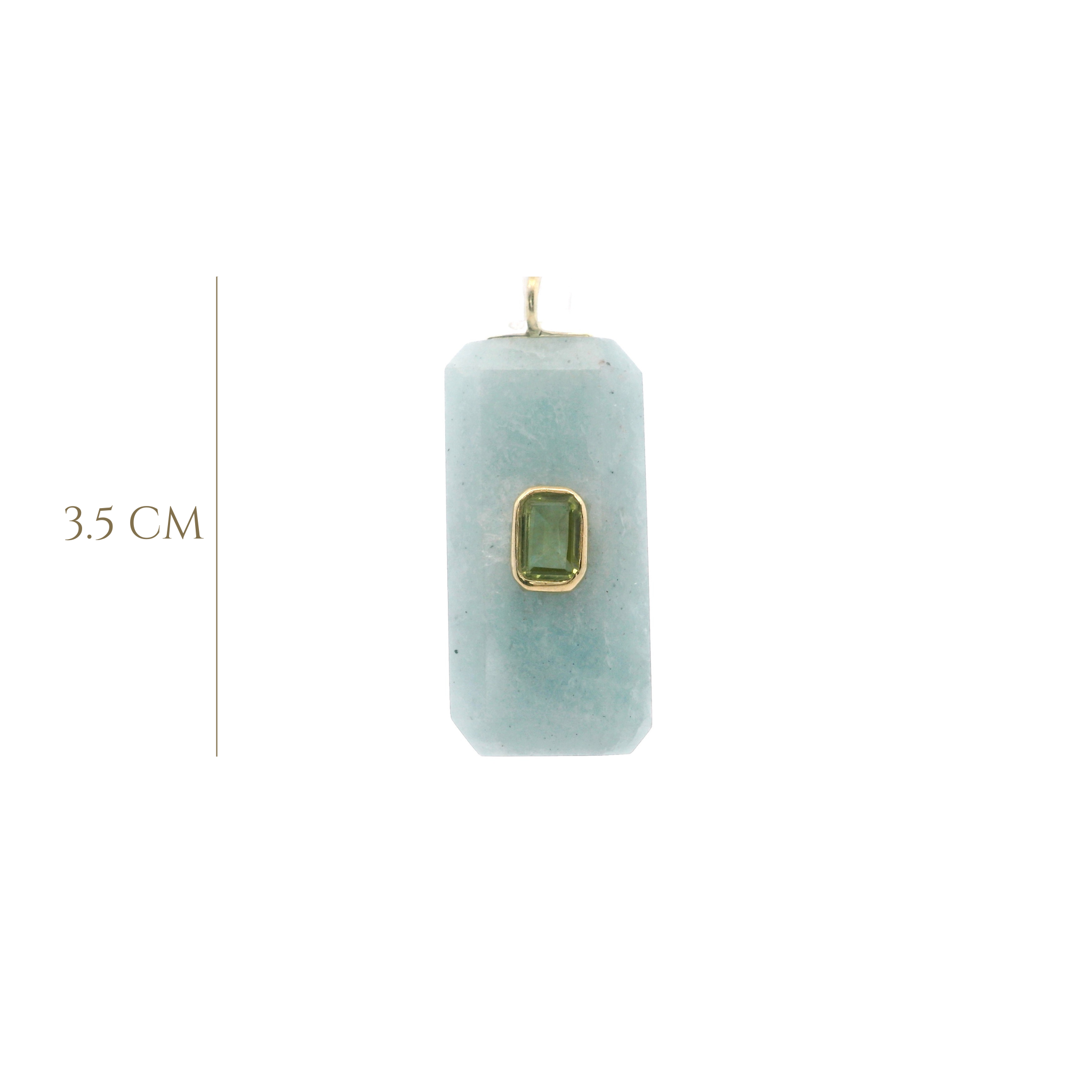 925YG BAGUETTE AQUAMARINE CENTER PERIDOT CHARM