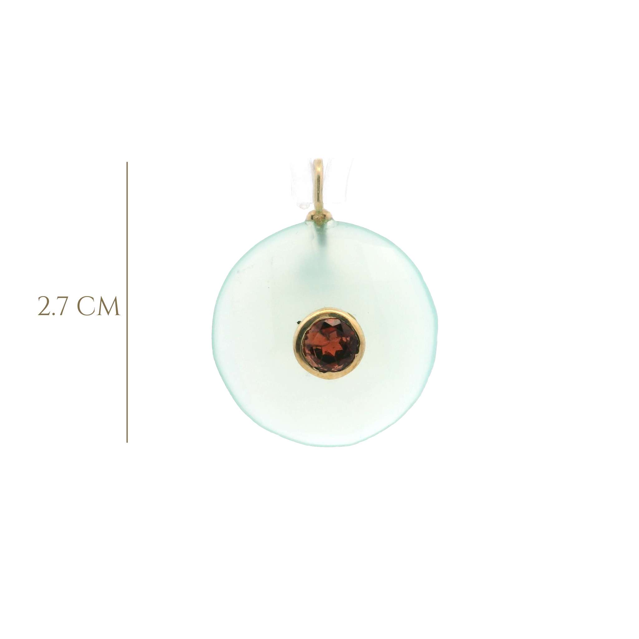 925YG ROUND CUT CHALCEDONY CENTER GARNET CHARM