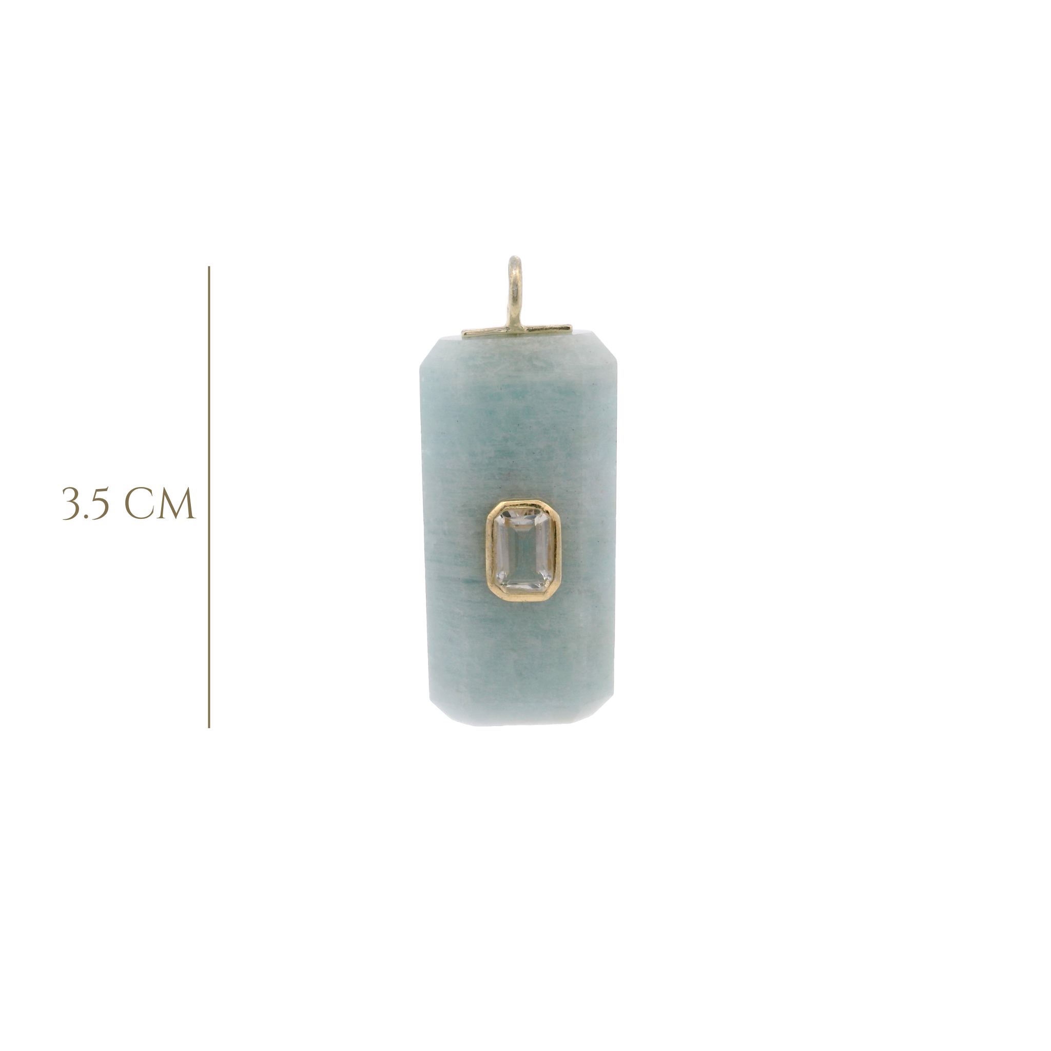 925YG BAGUETTE AQUAMARINE CENTER TOPAZ WHITE CHARM