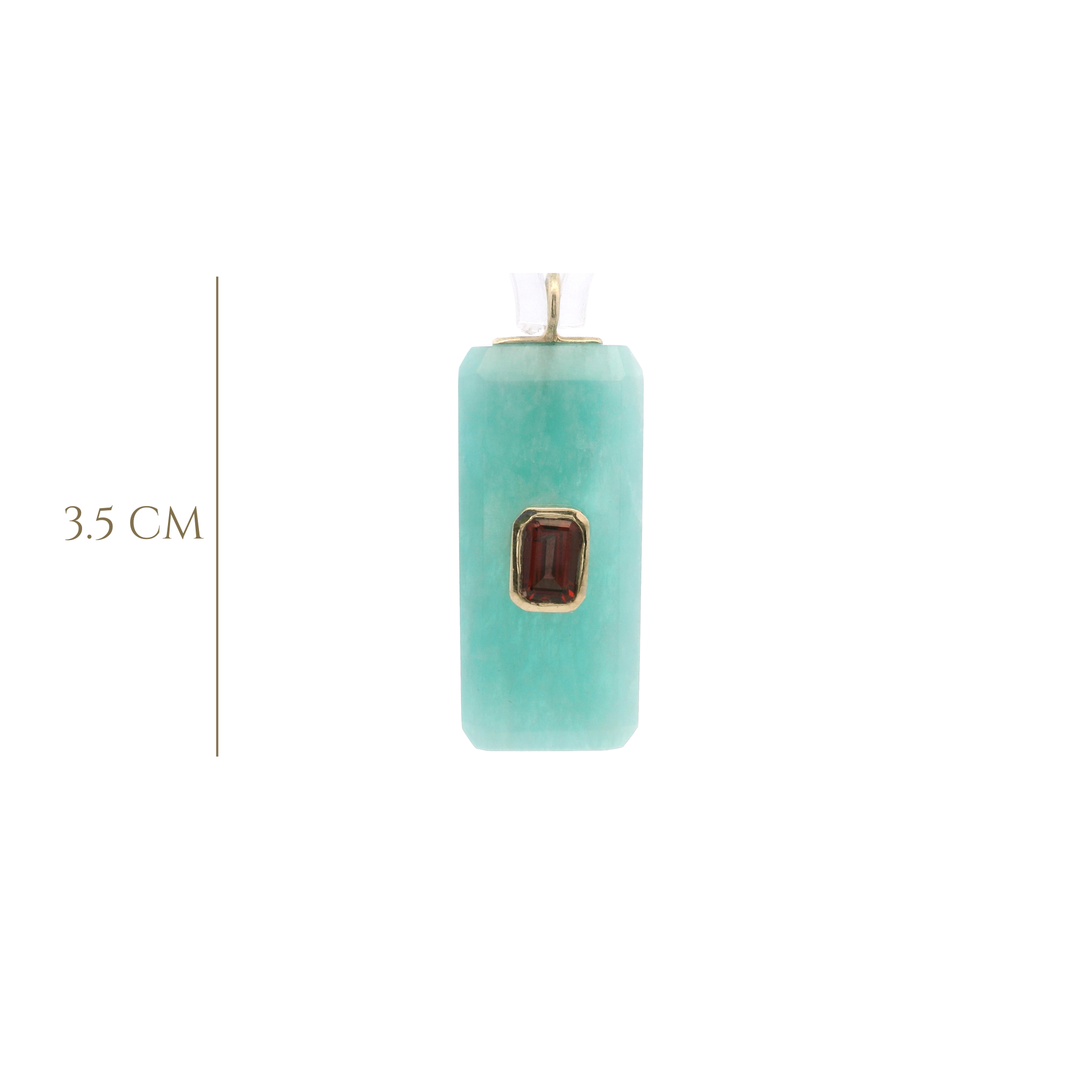 925YG BAGUETTE AMAZONITE CENTER GARNET CHARM
