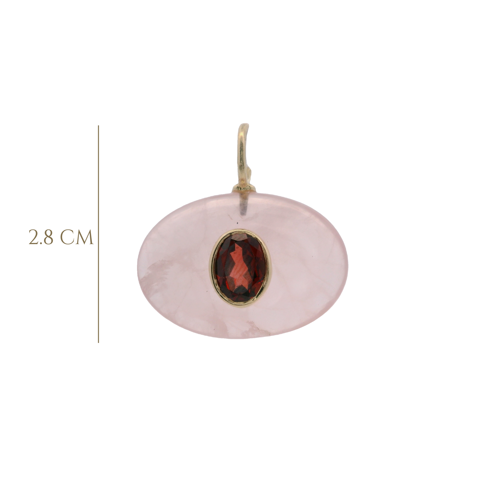 925YG OVAL ROSE QUARTZ CENTER GARNET CHARM
