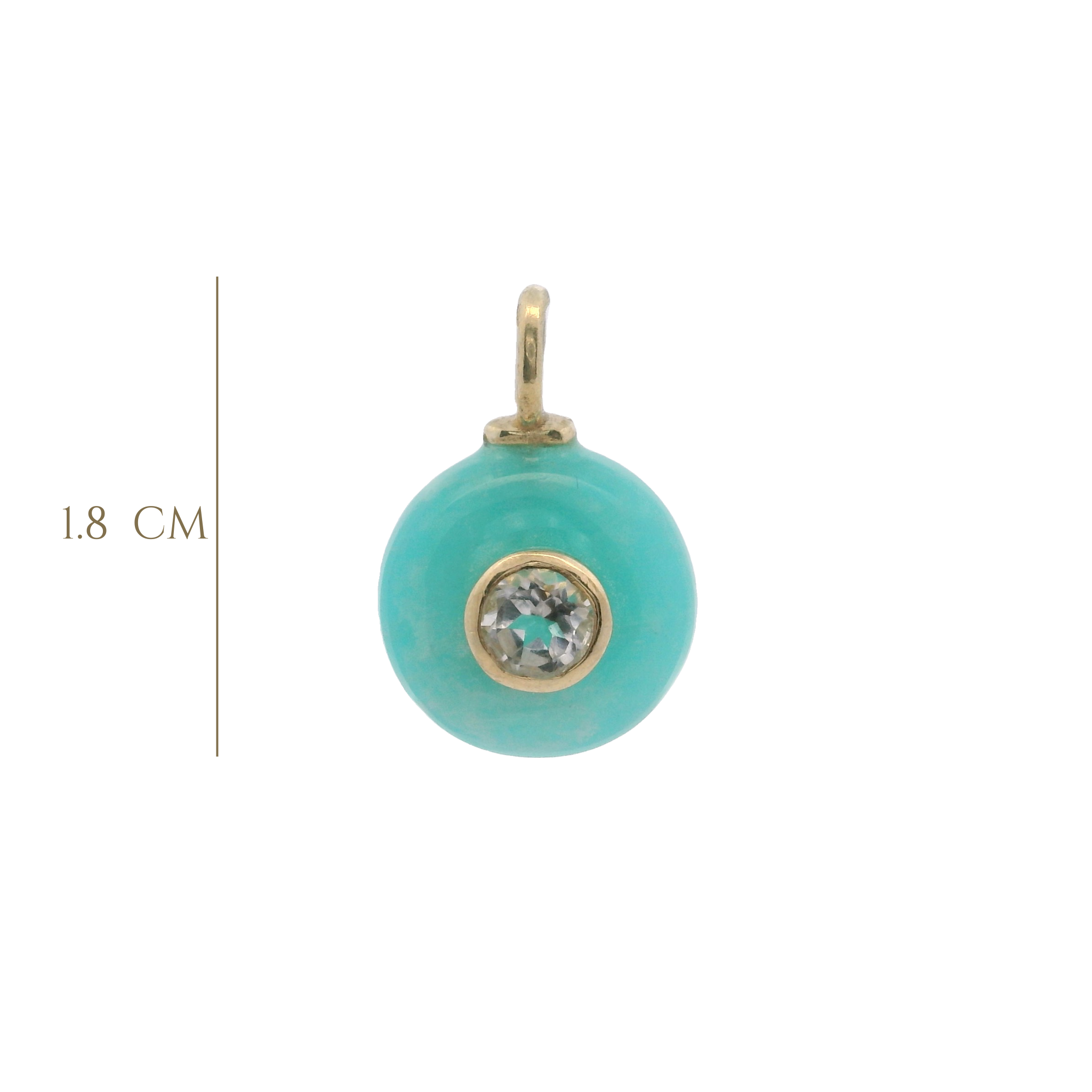 925YG ROUND CUT AMAZONITE CENTER TOPAZ WHITE CHARM