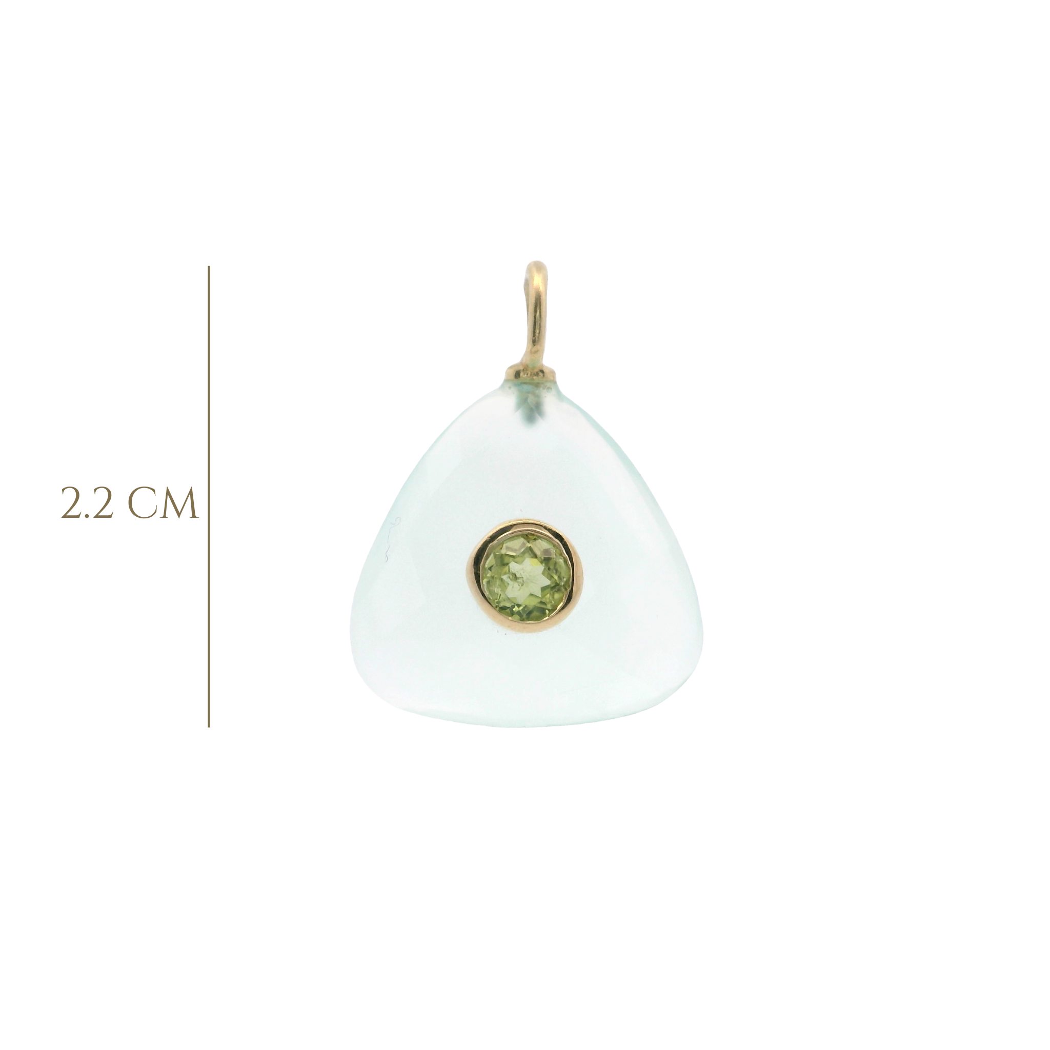925YG TRIANGLE CHALCEDONY CENTER PERIDOT CHARM