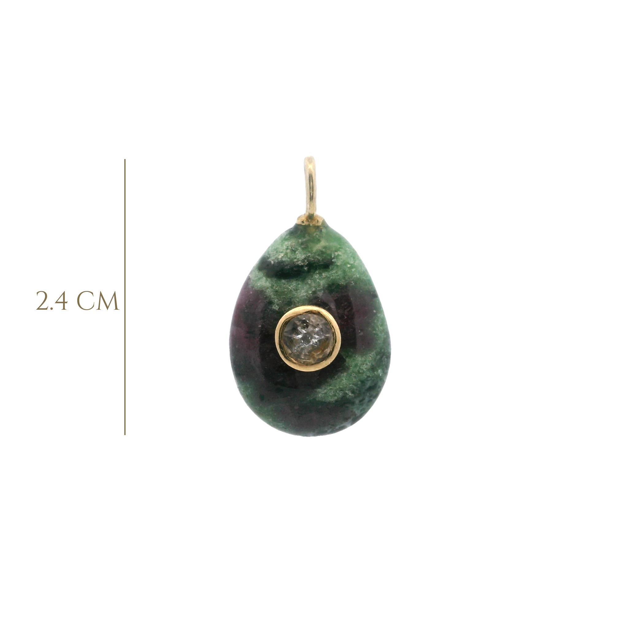 925YG DROP RAW RUBY CENTER TOPAZ WHITE CHARM
