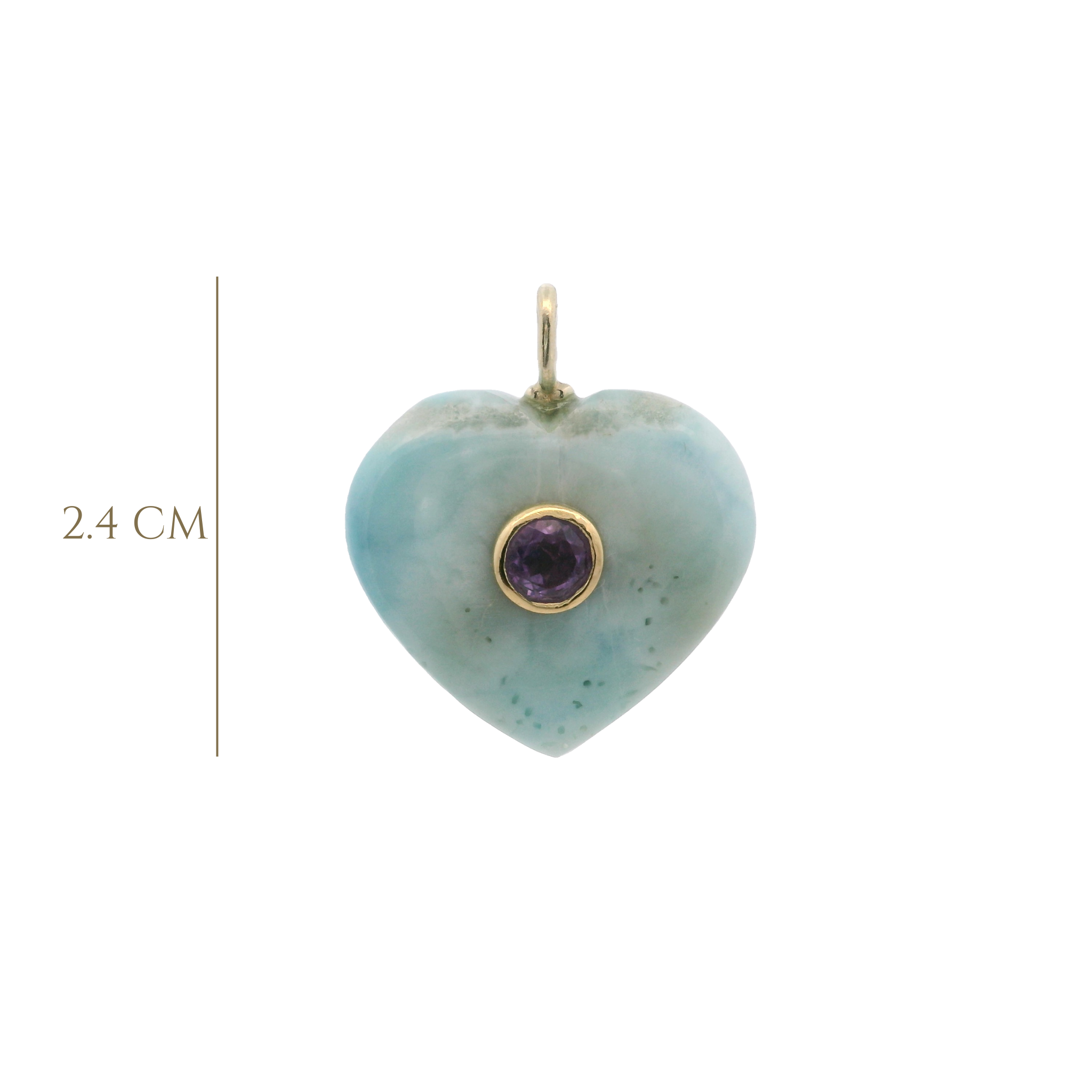 925YG HEART LARIMAR CENTER AMETHYST CHARM