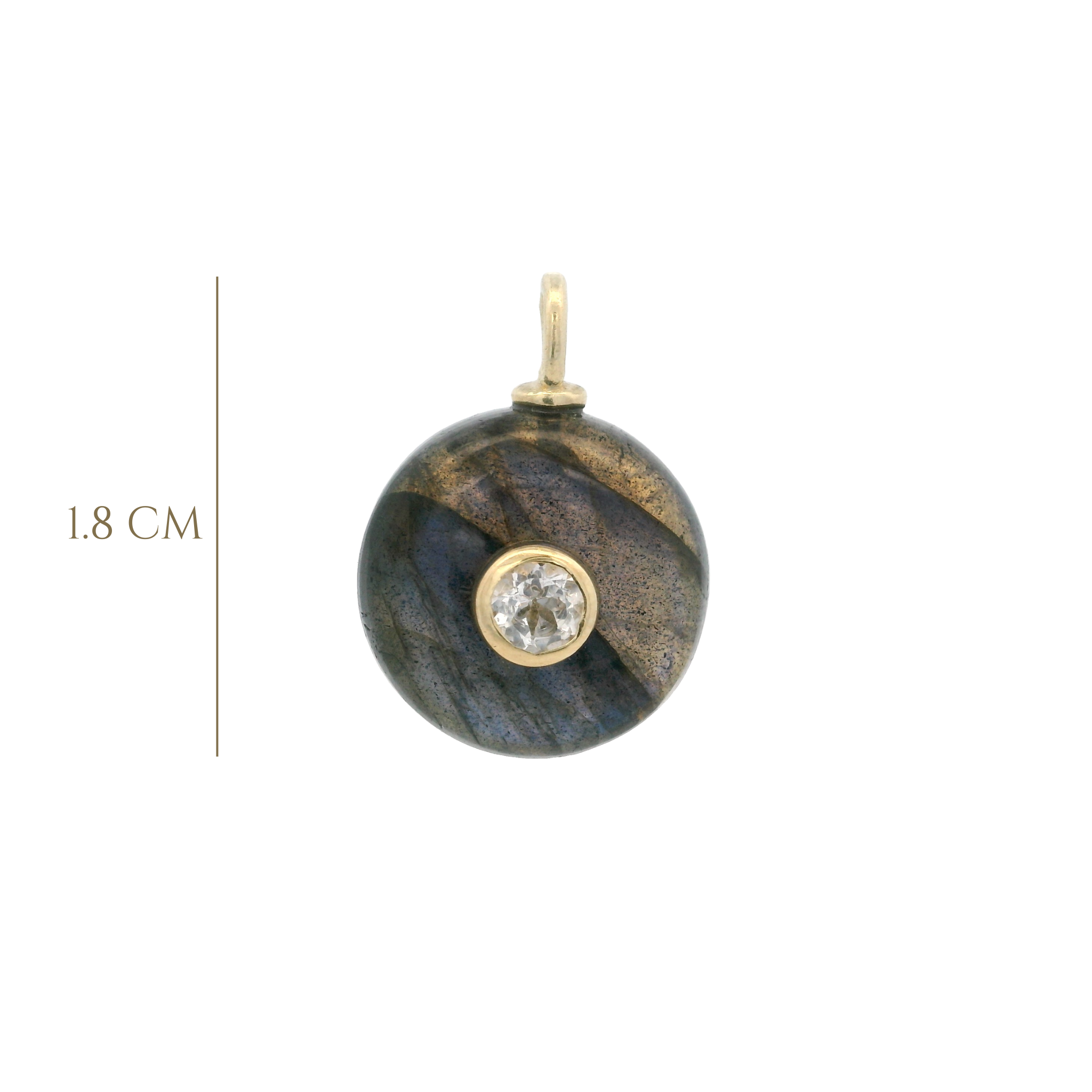 925YG ROUND CUT LABRADORITE CENTER TOPAZ WHITE CHARM