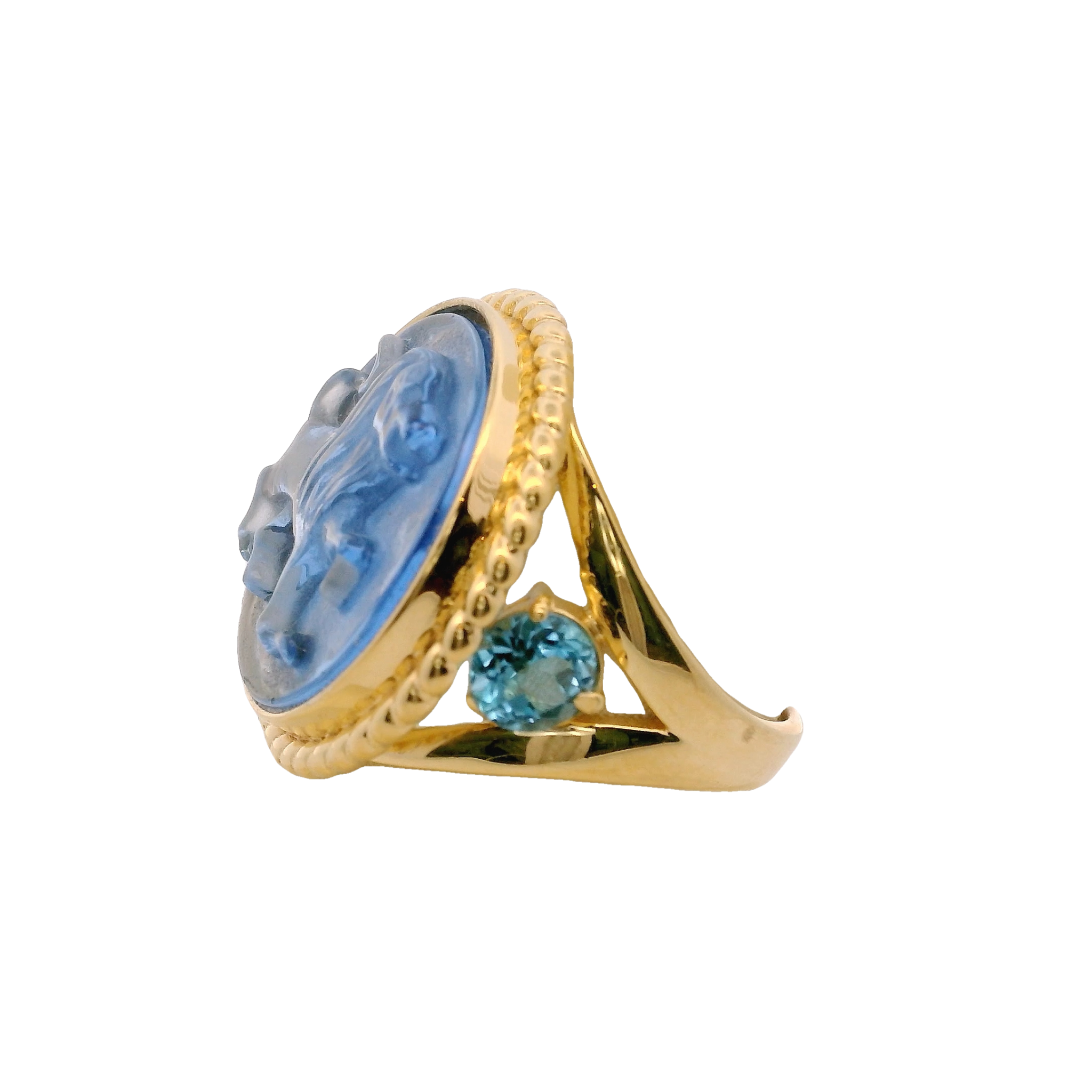 925GG VENETIAN LION BLUE AND BLUE TOPAZ RING T7 T8