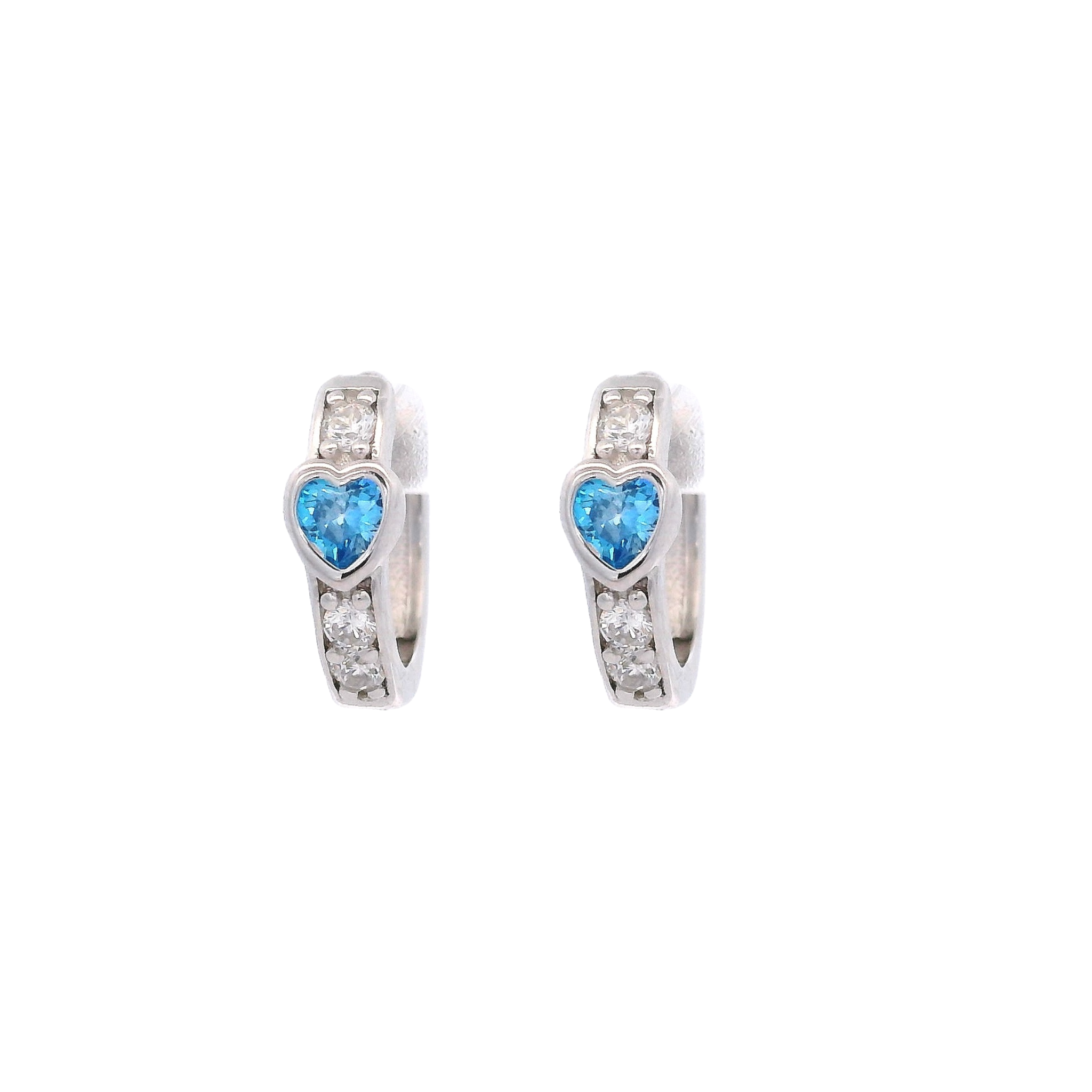 925SS SOLITARY HEART CZ SKY BLUE HUGGIES