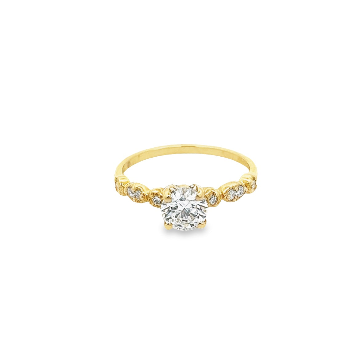 D0.12 CT 14K MONTURA MARQUISE AND DOT DE ORO AMARILLO/ 2B8050