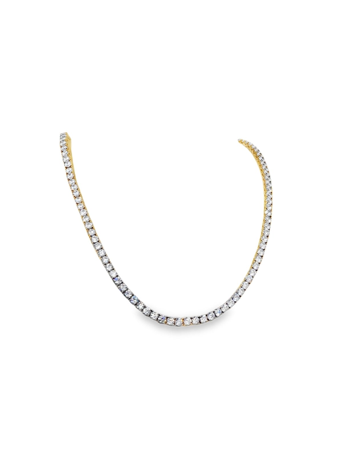 925 17G 14K GOLD PLATED STERLING SILVER 20 4MM CLEAR CZ TENNIS NECKLACE - C'SANTOS