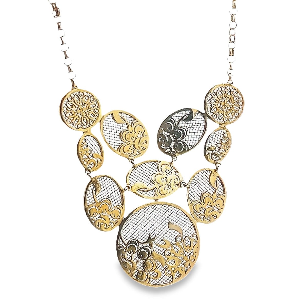 925 COLLAR ENCAJE OVALOS Y CIRCULOS - C'SANTOS