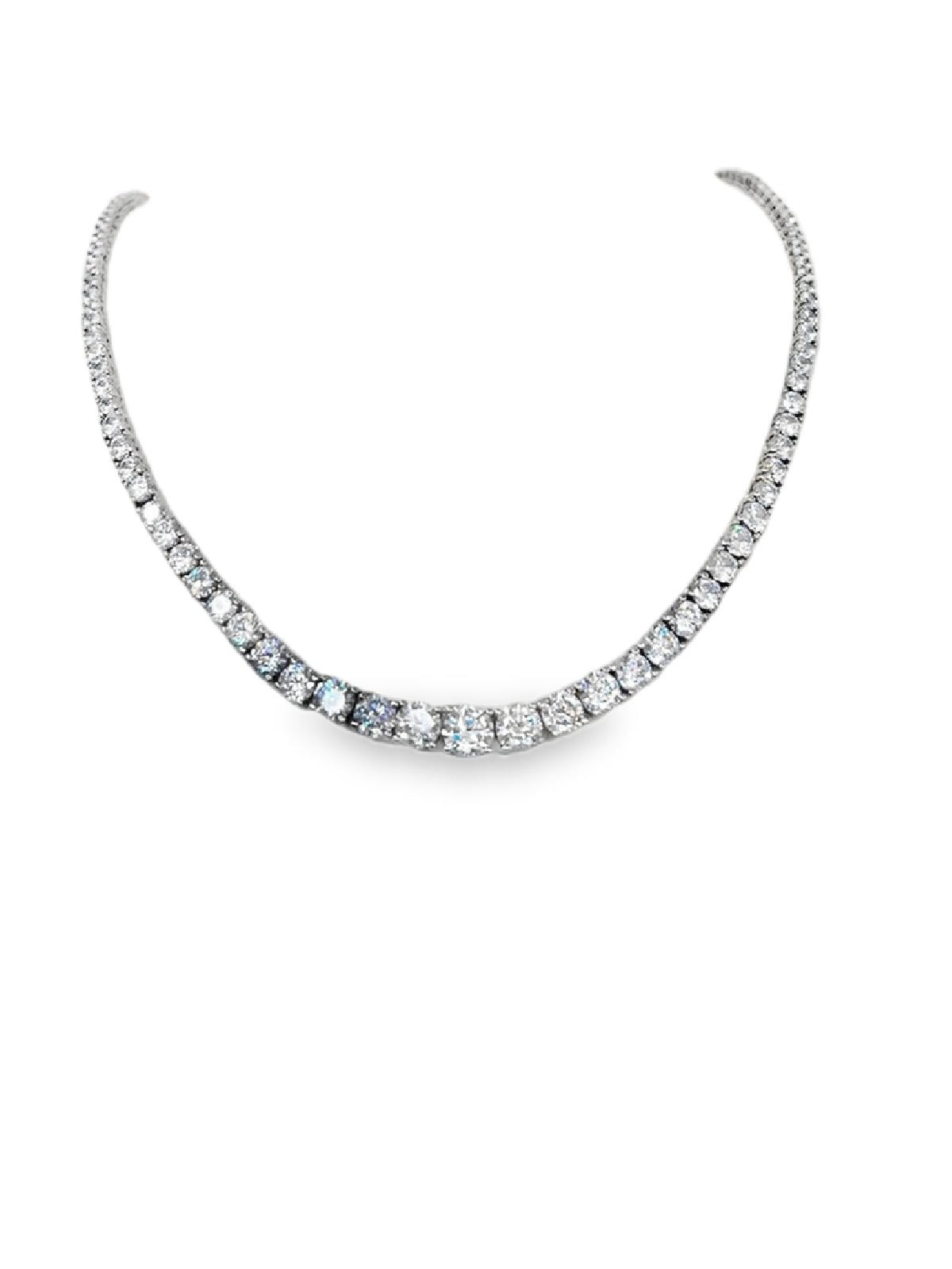 925 STERLING SILVER GRADUATED TENNIS CZ NECKLACE 18 - C'SANTOS