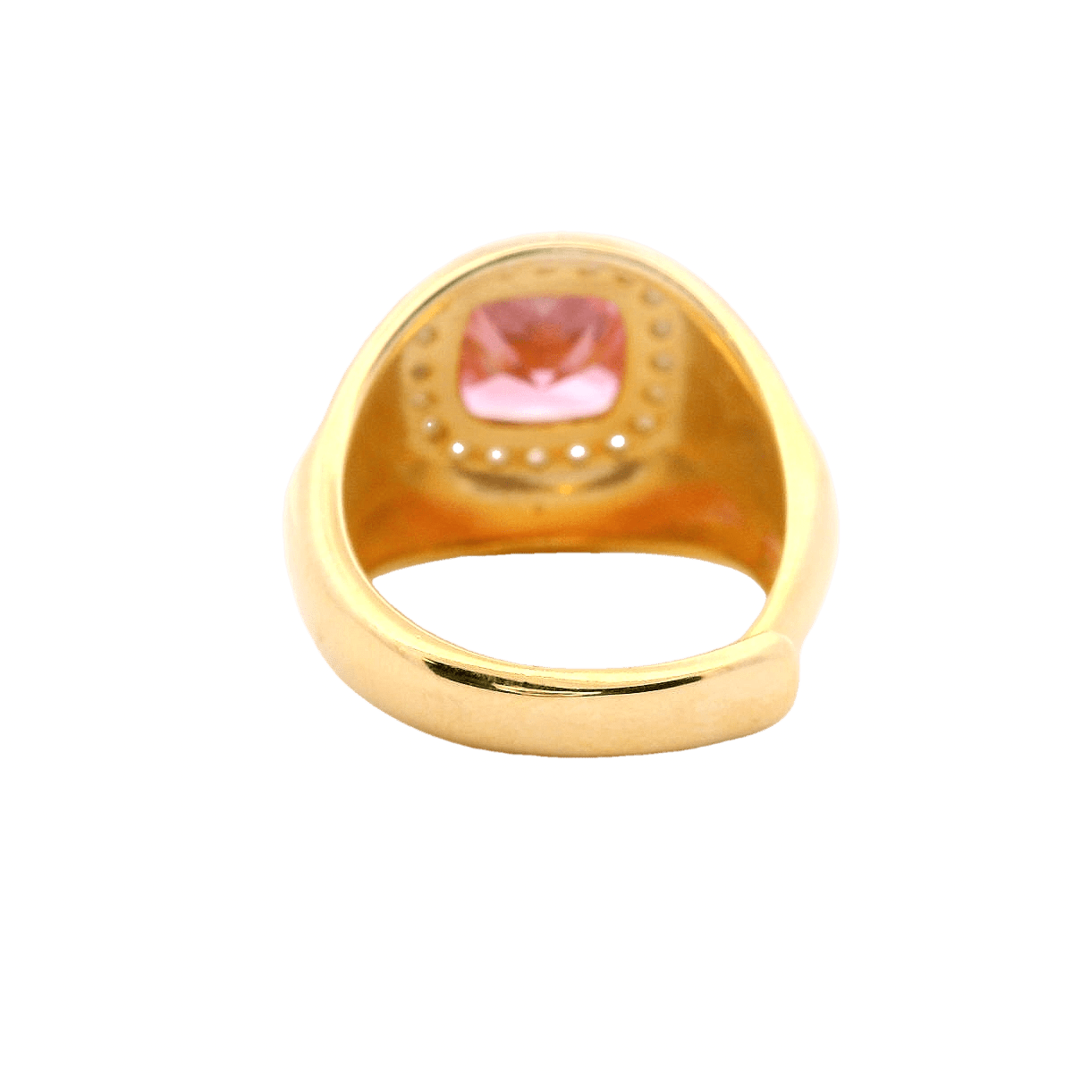 925GD BIG SQUARE PINK CZ ENAMEL PINK ADJUSTABLE RING - C'SANTOS