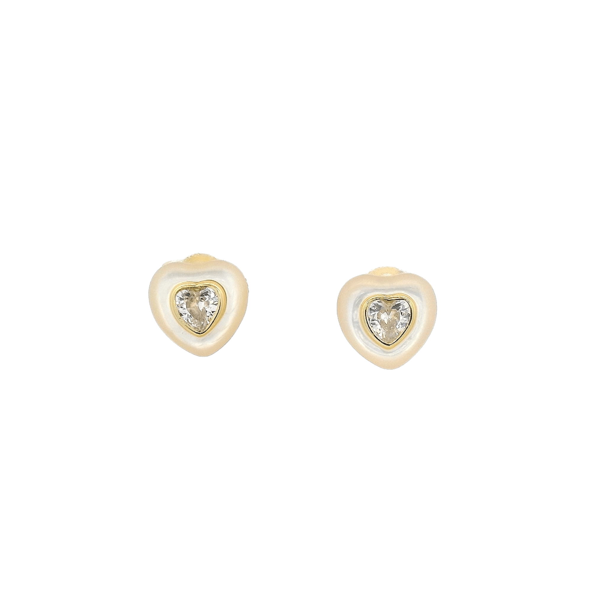 925GD HEART CZ PINK EARRINGS - C'SANTOS