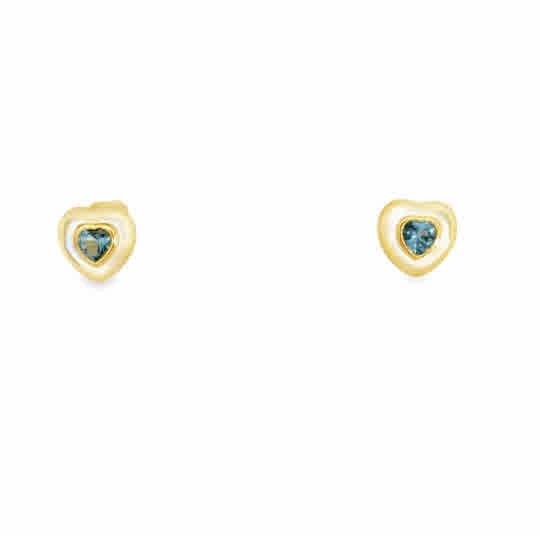 925GD HEART SKY BLUE CZ AND SHELL PEARL EARRINGS - C'SANTOS