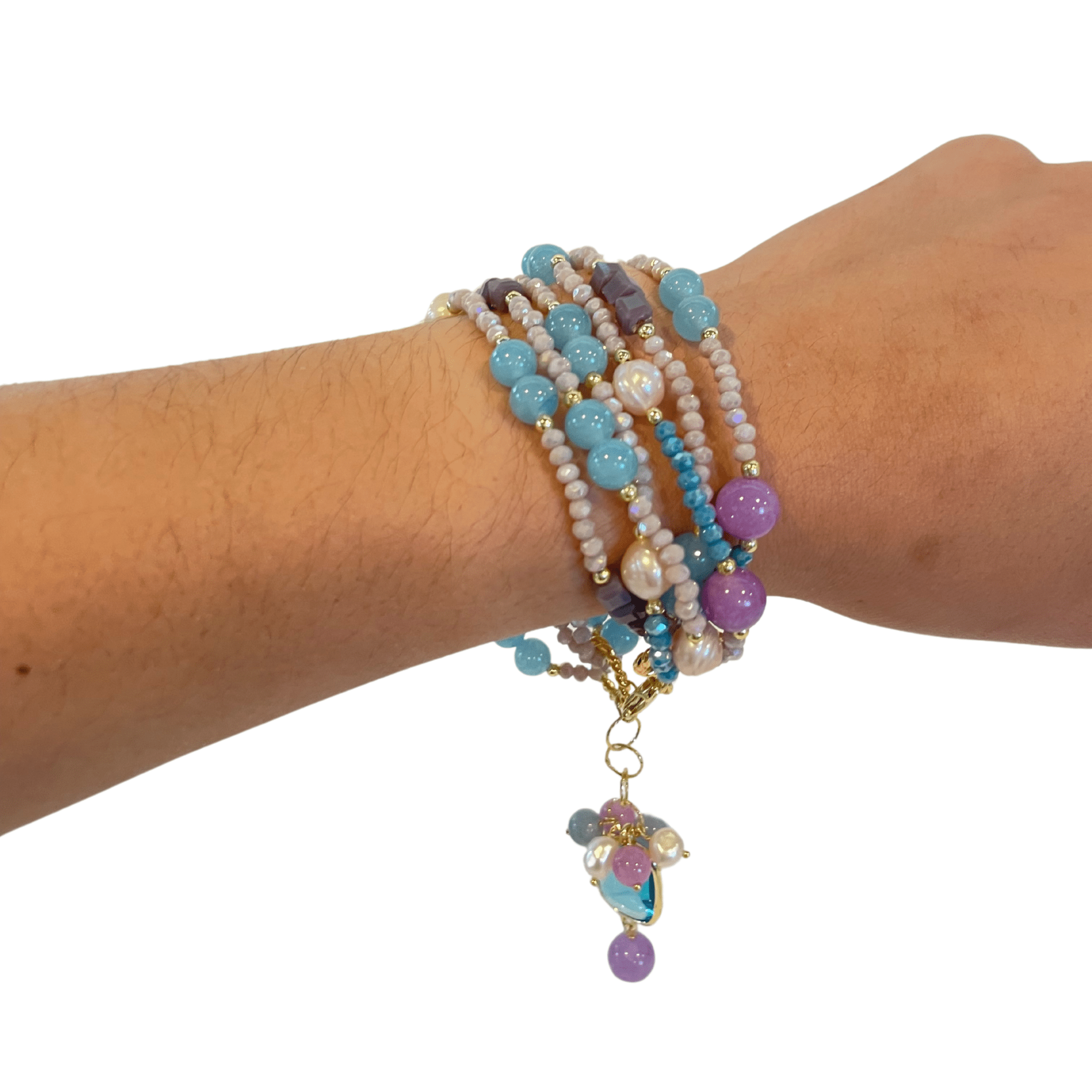 925GG CRISTALLI GIADA PERLE ACELET - C'SANTOS