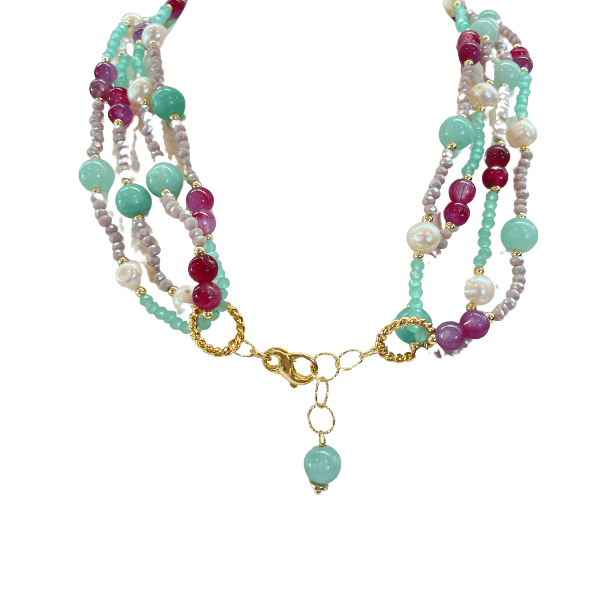 925GG CRISTALLI GIADA PERLE NECKLACE - C'SANTOS