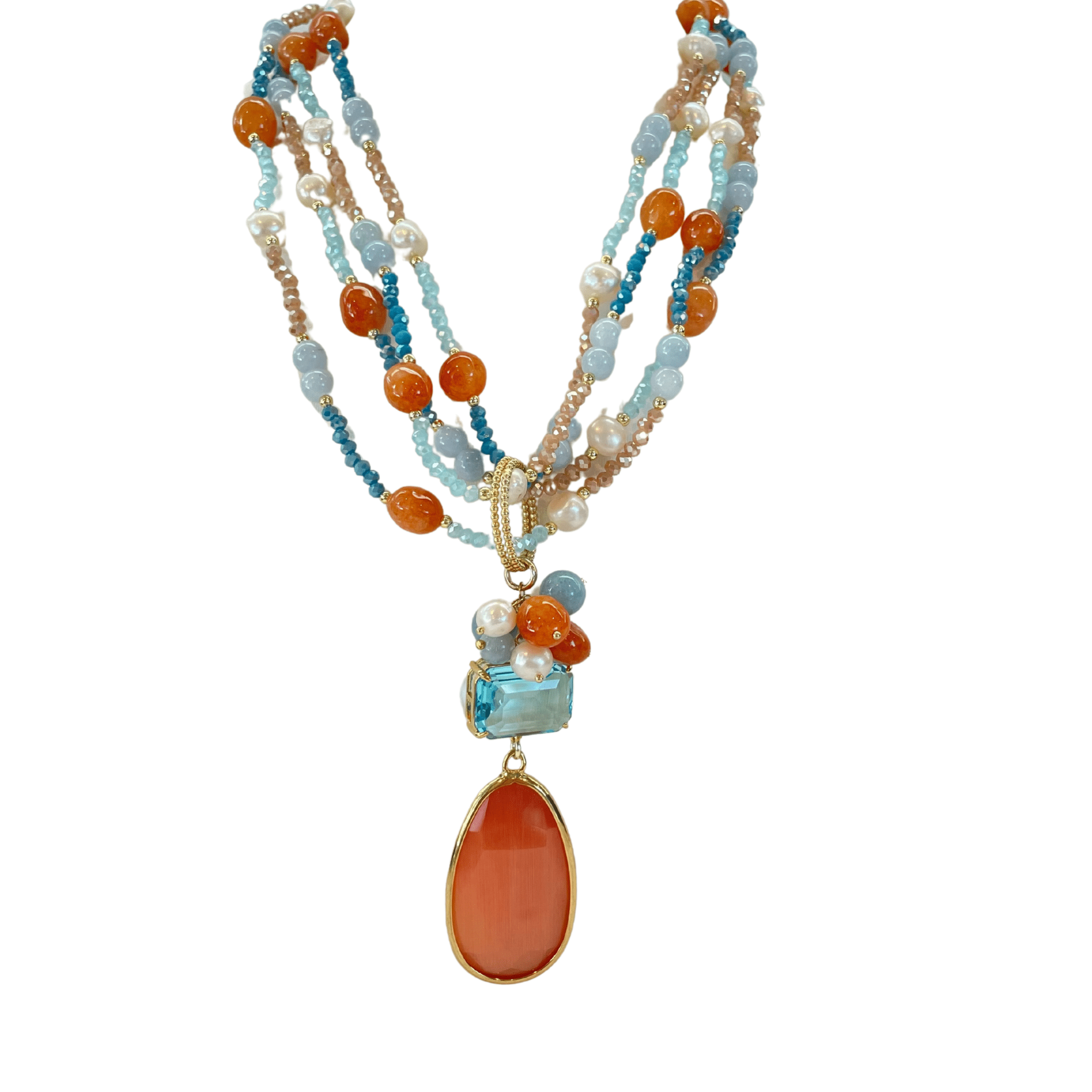 925GG CRISTALLI GIADA PERLE NECKLACE - C'SANTOS