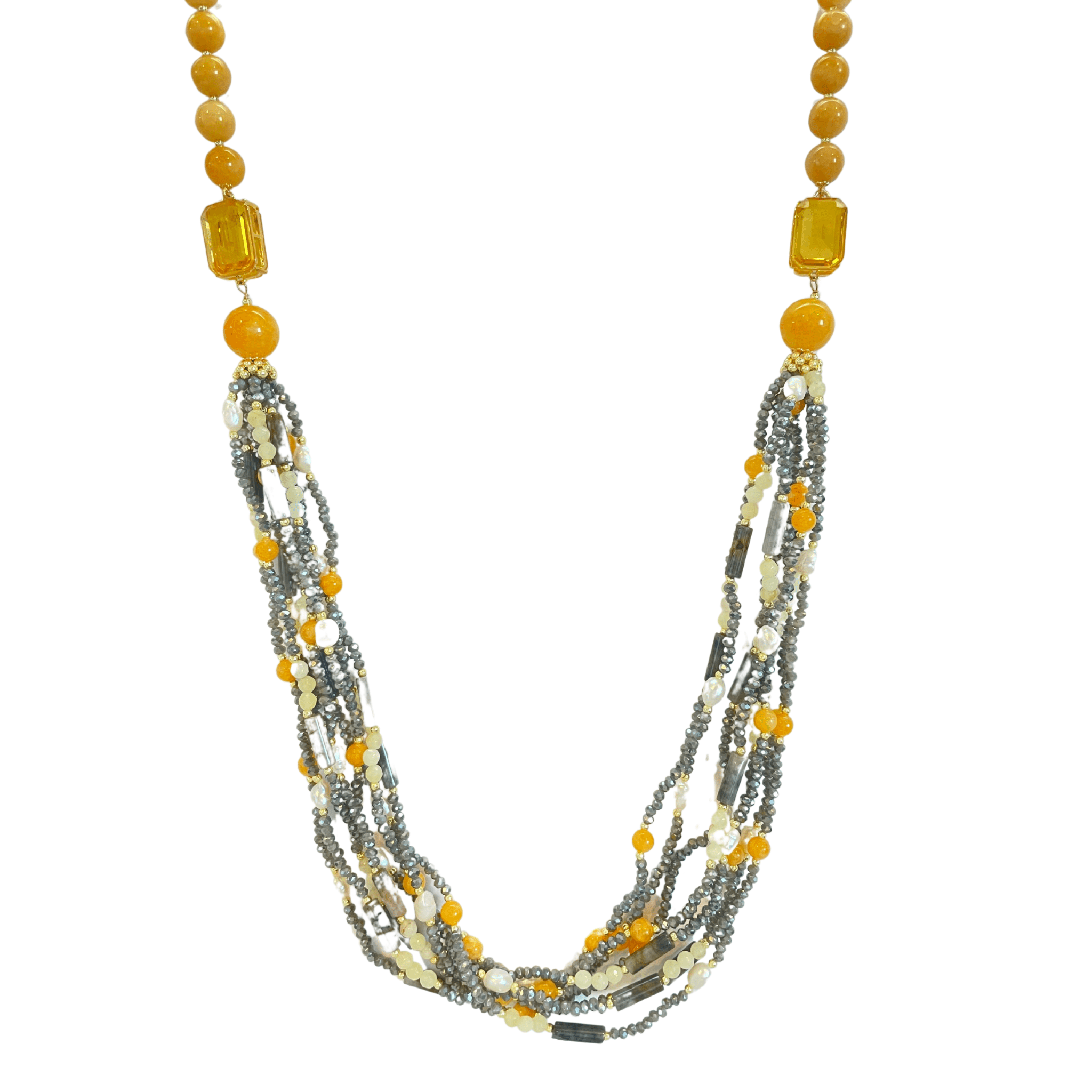 925GG CRISTALLI GRIGIO GIADA PERL NECKLACE - C'SANTOS