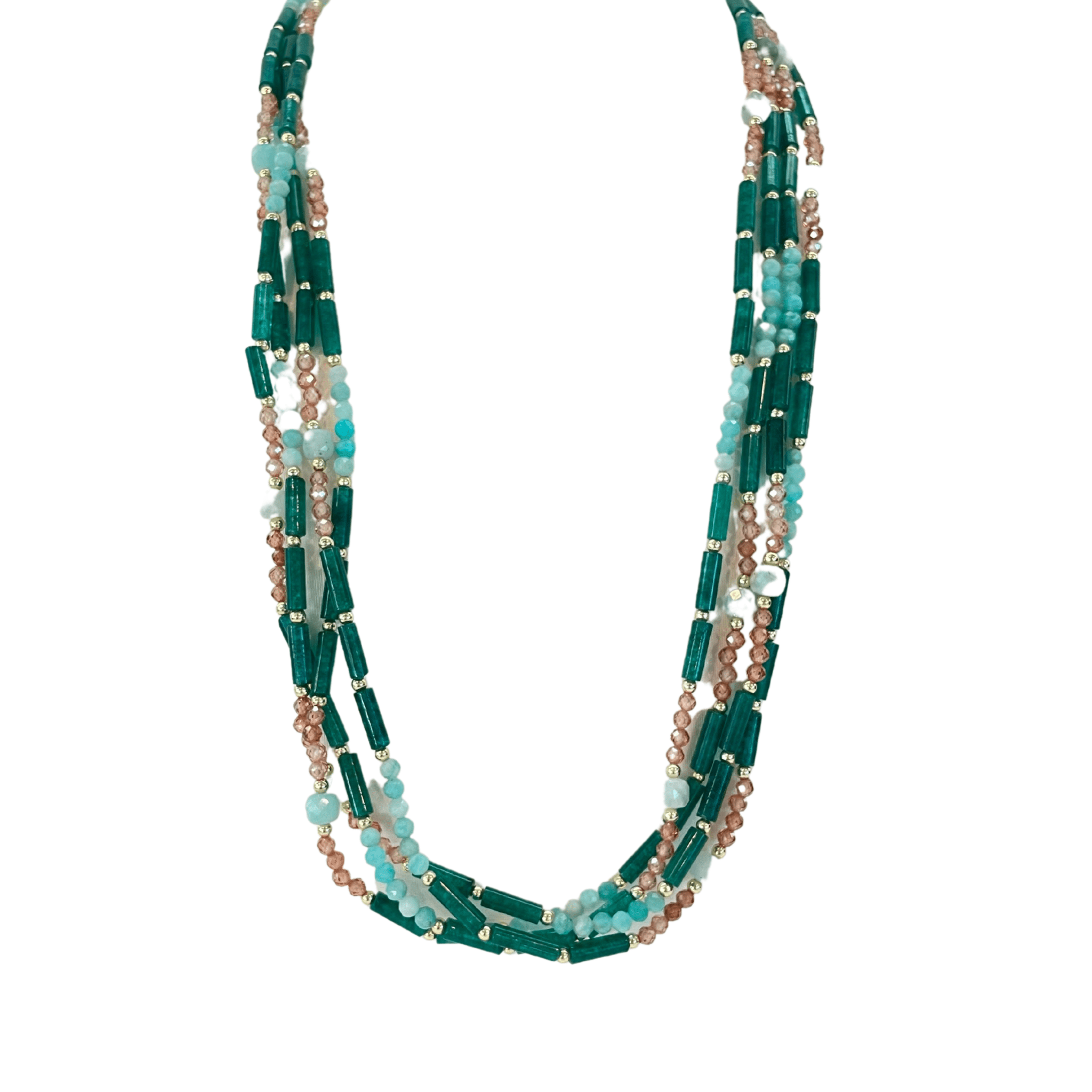 925GG FLAT AQUA MARINA ZIRNI VERDE NECKLACE - C'SANTOS