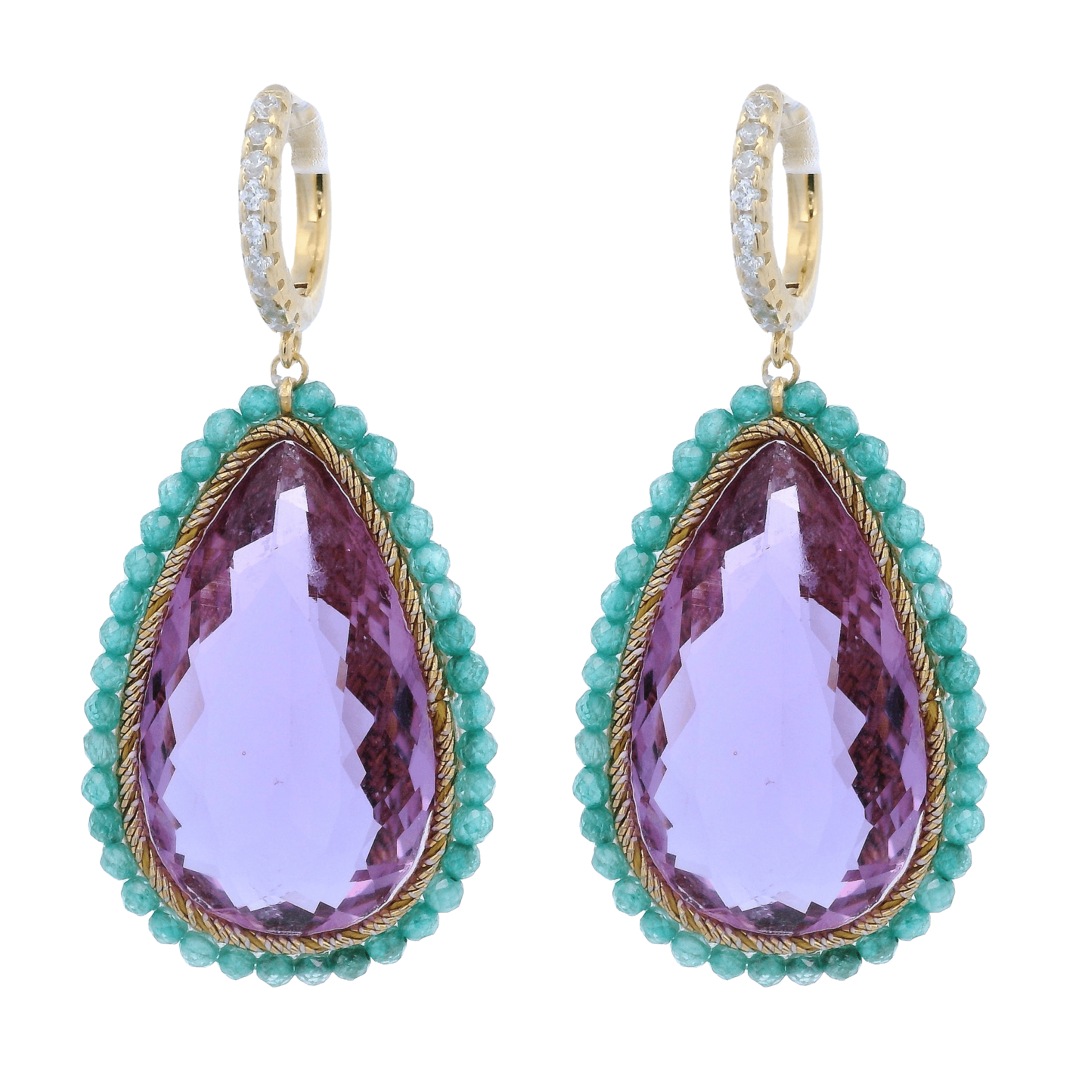 925GG FLAT LILLA ZIRNI VERDE EARRINGS - C'SANTOS