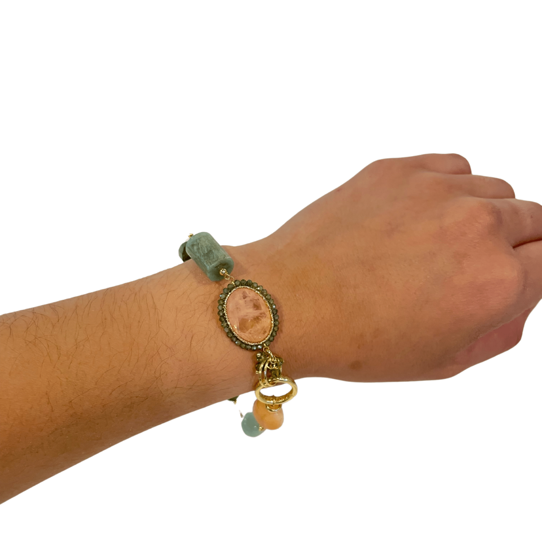 925GG FLAT SALMONE ZIRC AMAZZONIT ACELET - C'SANTOS