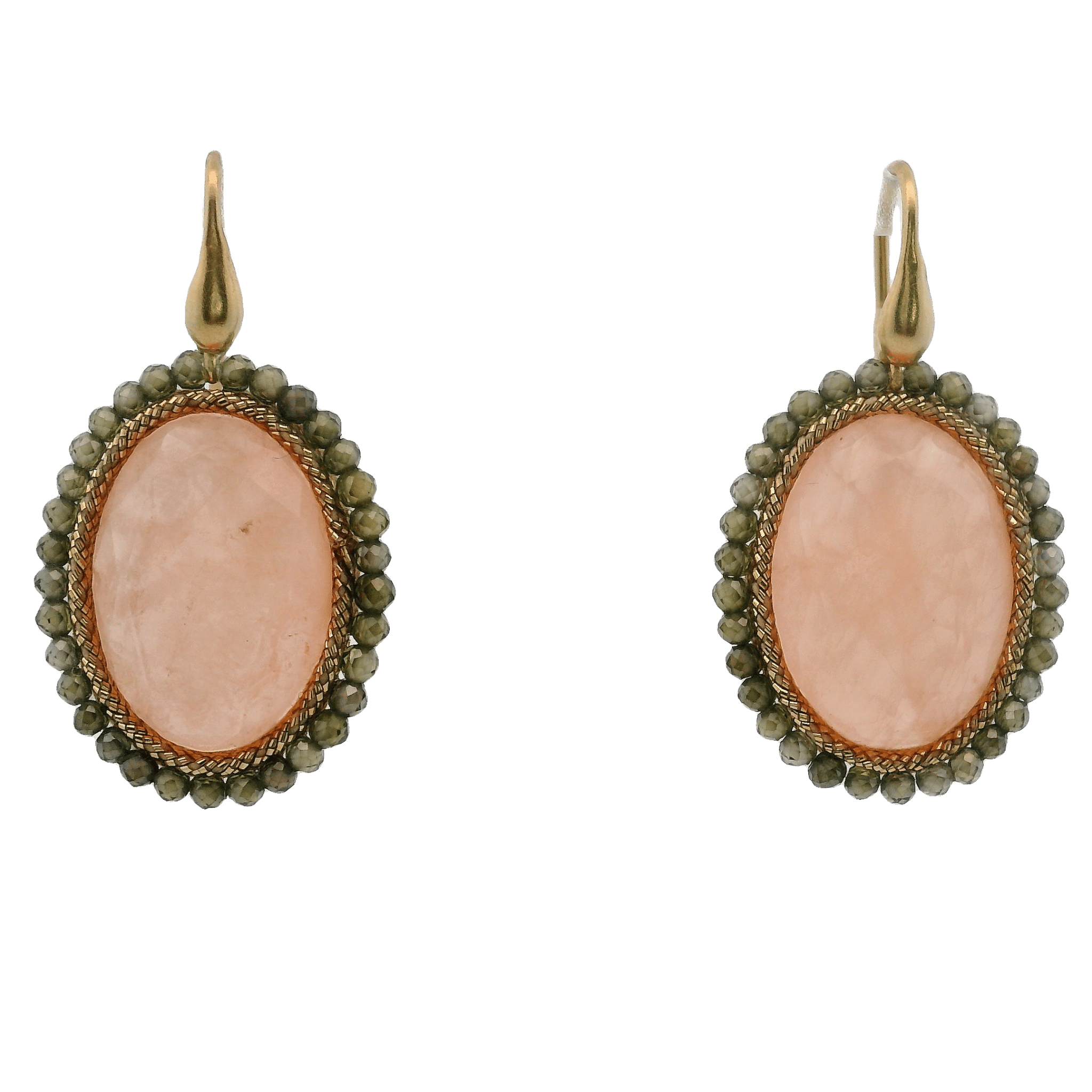 925GG FLAT SALMONE ZIRNI VERDE EARRINGS - C'SANTOS