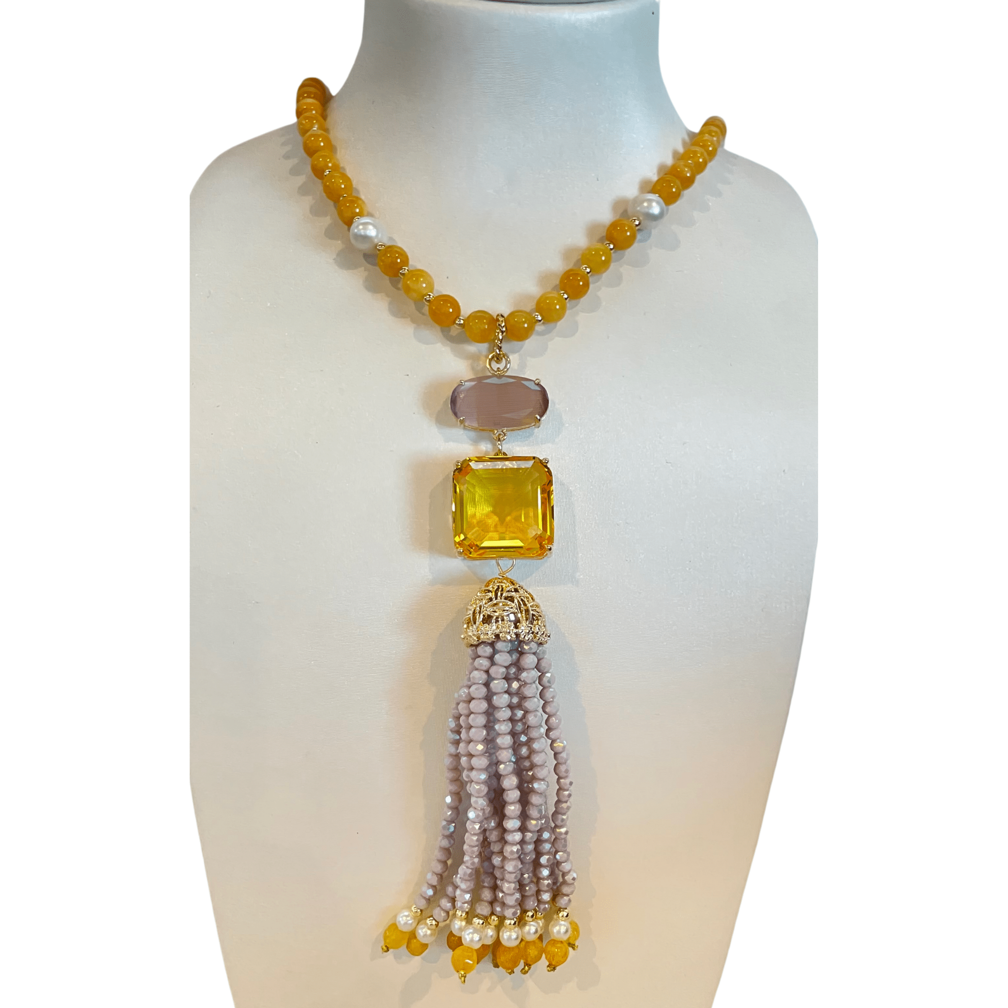 925GG GIADA GIALLO IDRO OT NECKLACE - C'SANTOS