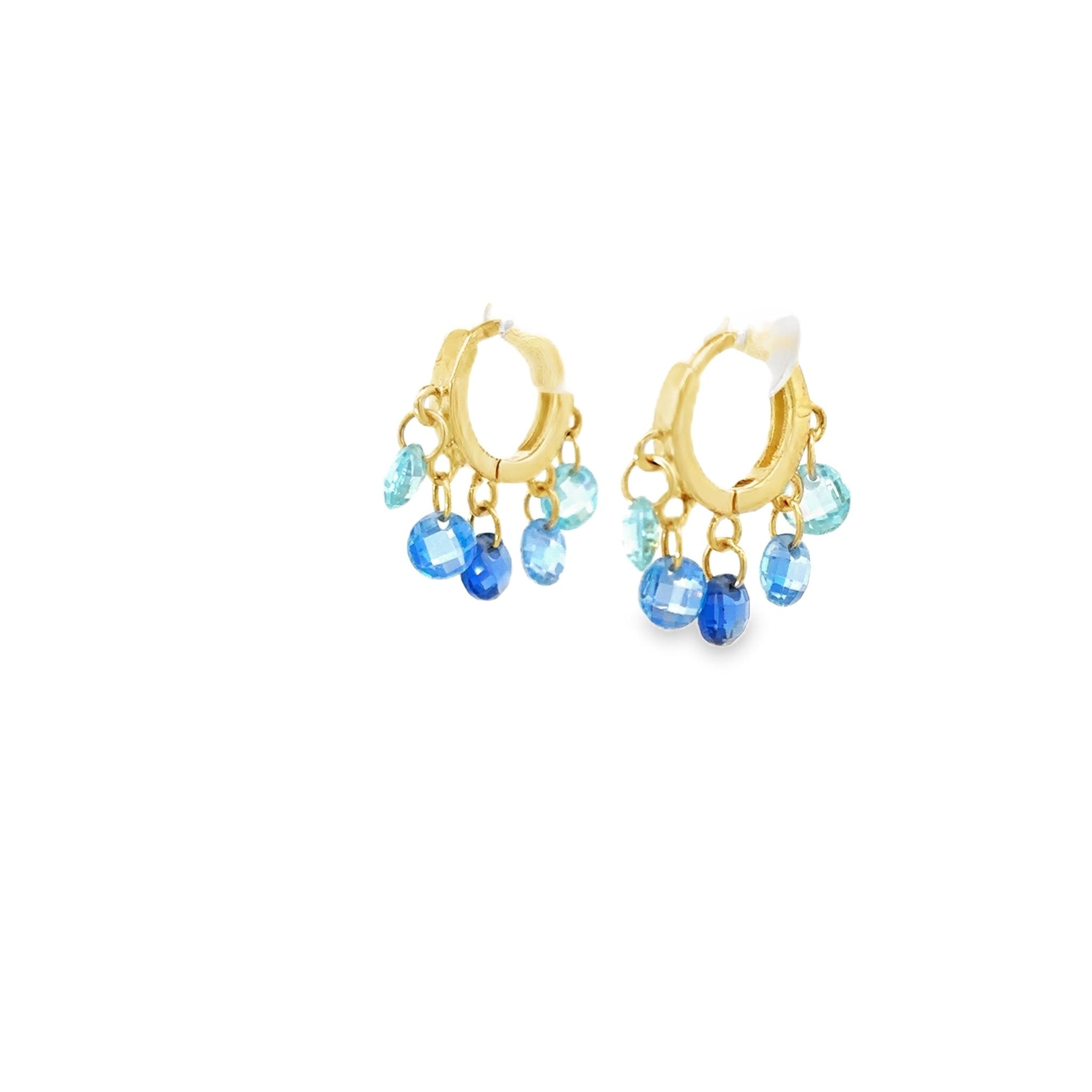 925GG HANGING STONE BLUE CZ EARRINGS - C'SANTOS