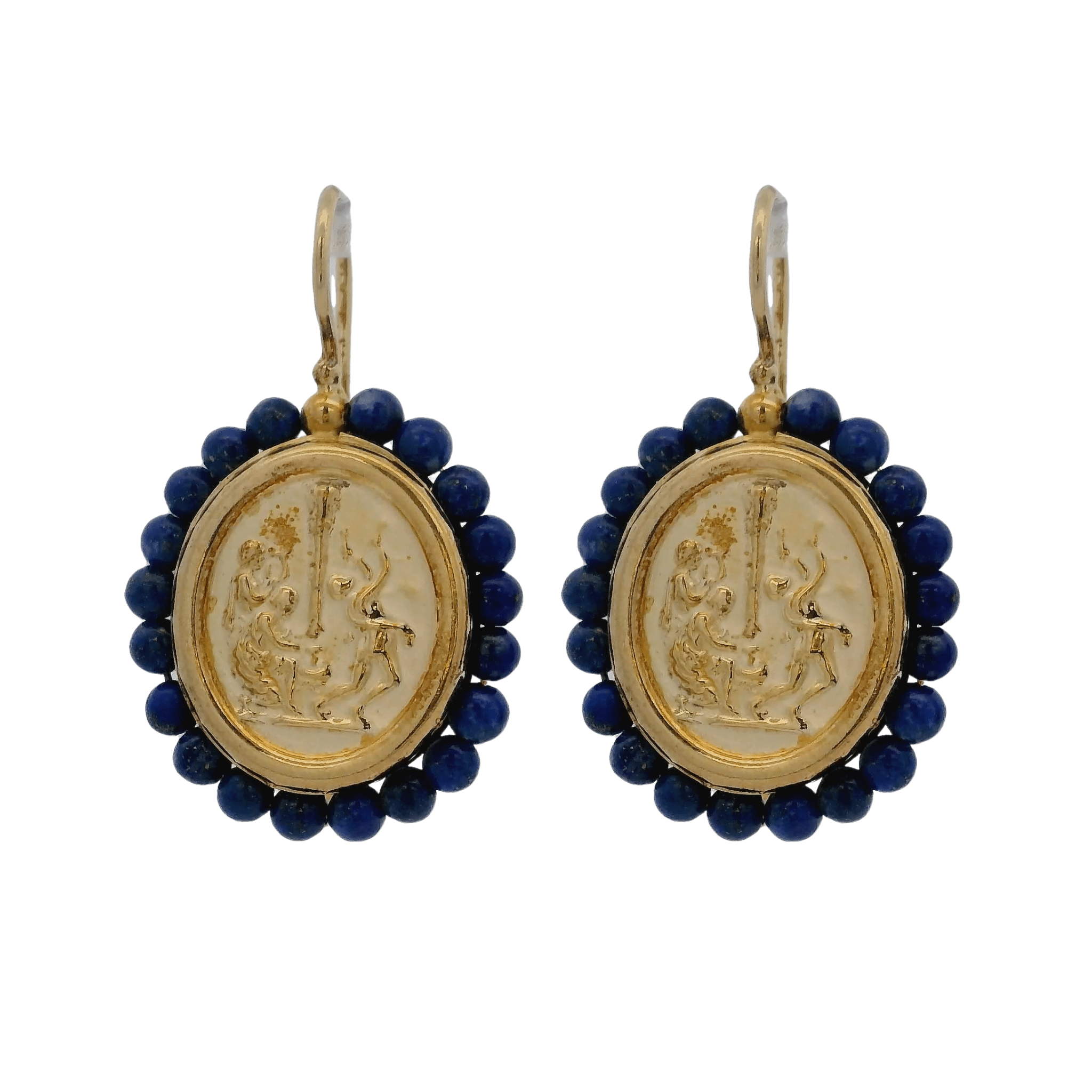 925GG MAYPOLE AND BEAND LAPIS LAZULI EARRINGS - C'SANTOS