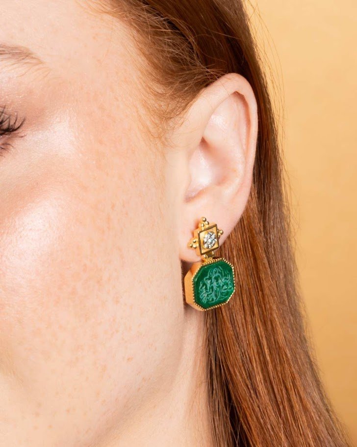 925GG NEPTUNE GREEN AND BLUE TOPAZ EARRINGS - C'SANTOS