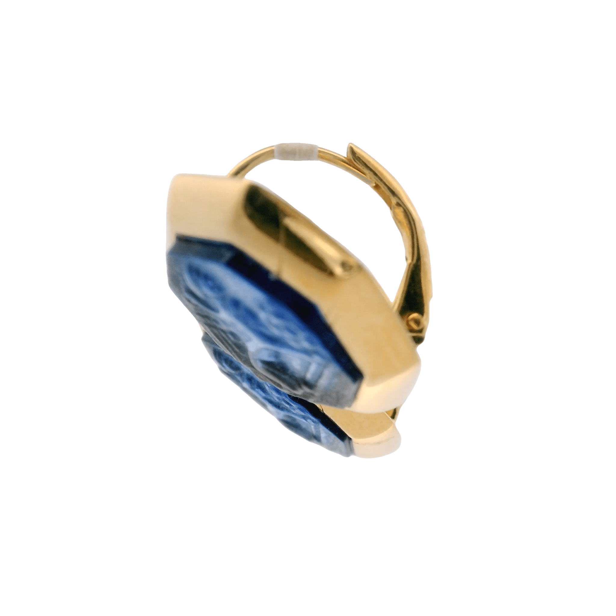 925GG OCTAGONAL CHIREMA BLUE STUD EARRINGS - C'SANTOS