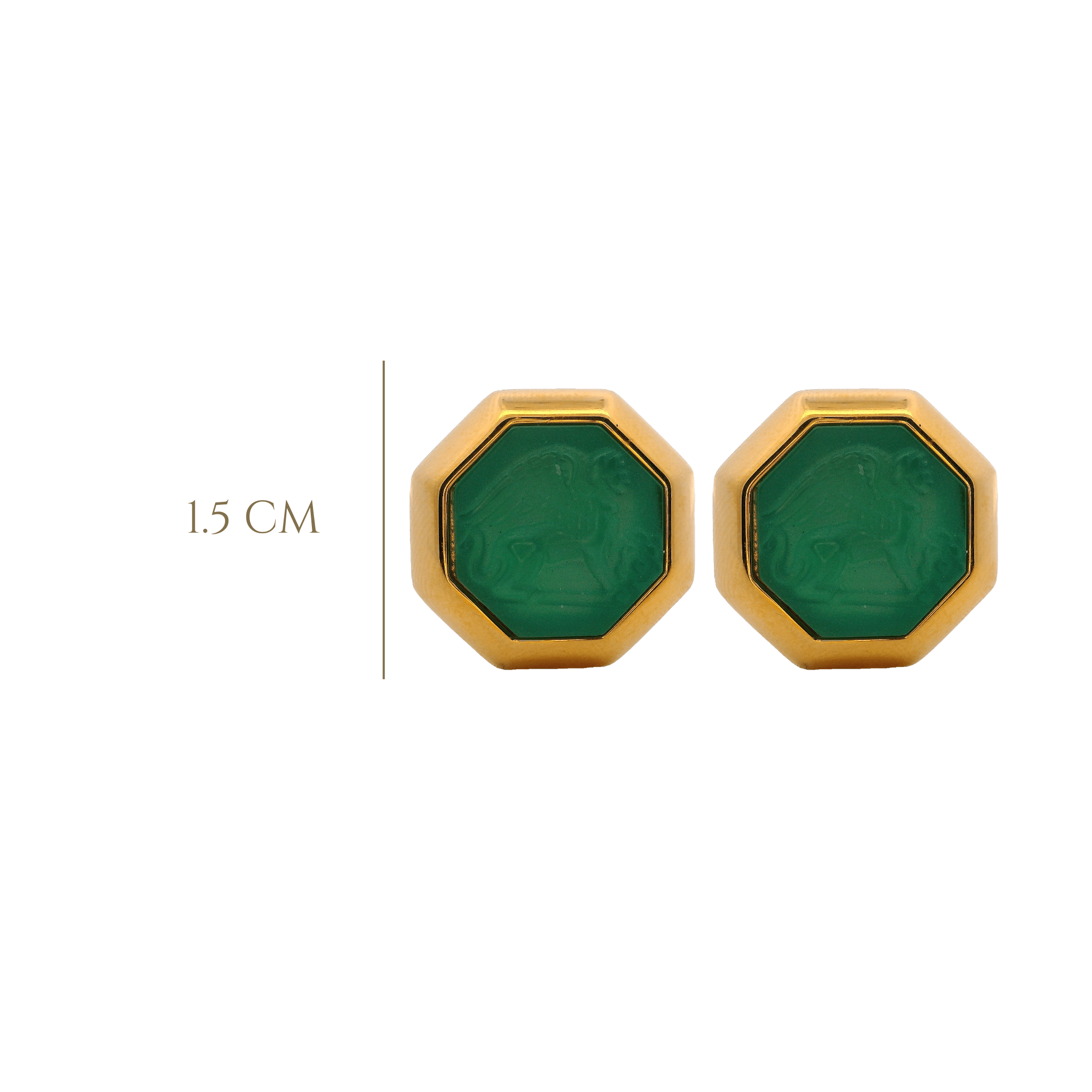 925GG OCTAGONAL CHIREMA GREEN MATTE STUD EARRINGS - C'SANTOS