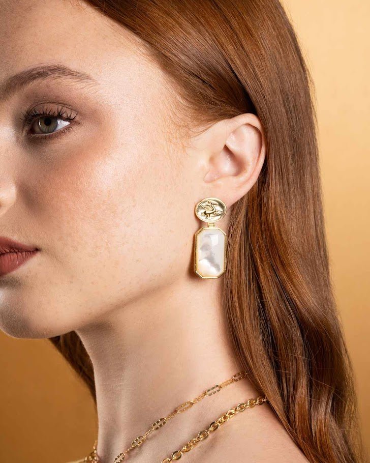 925GG PEGASO DROP RECTAGLE MOP EARRINGS - C'SANTOS