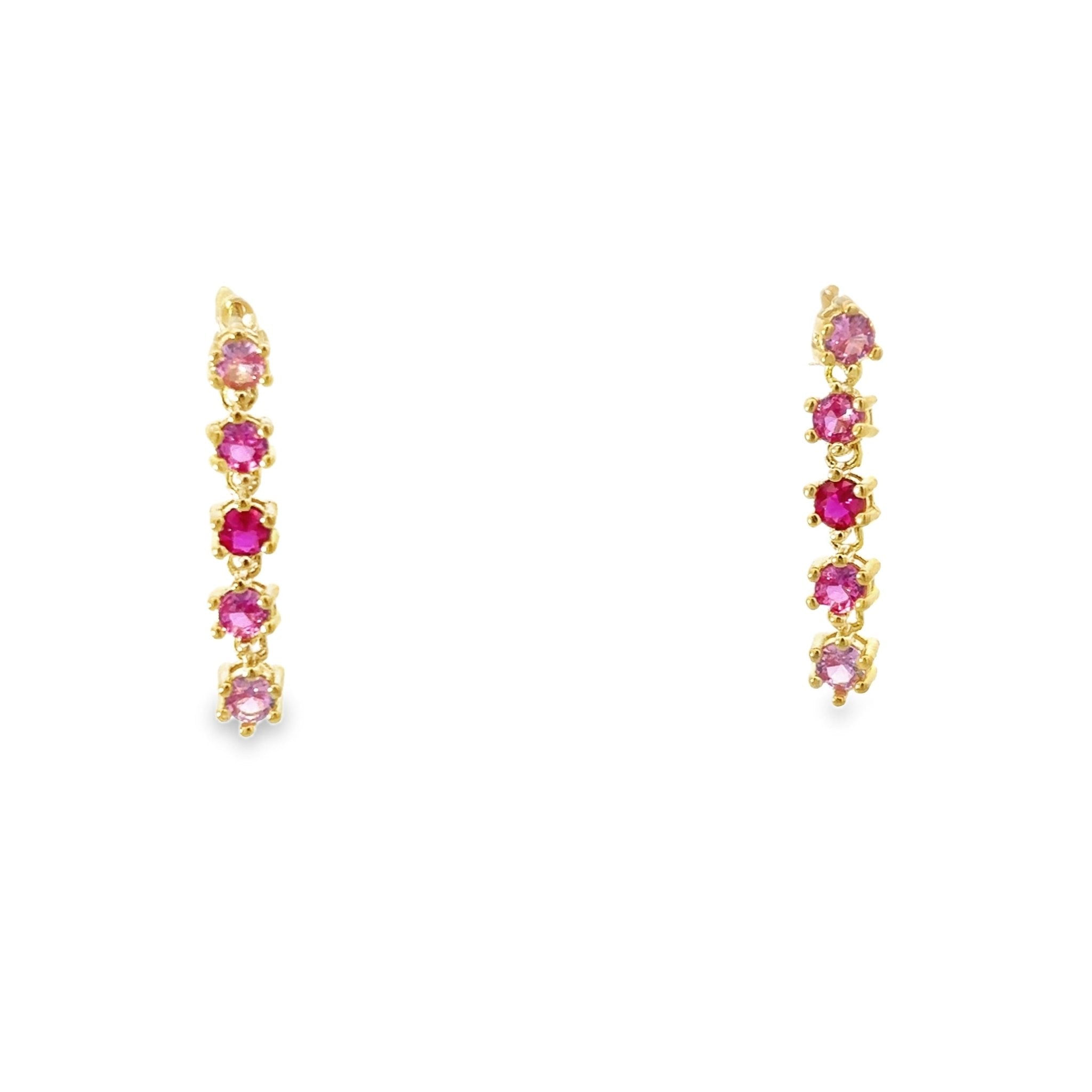925GG RUBY JAZZ LONG DROPS STUD EARRINGS - C'SANTOS