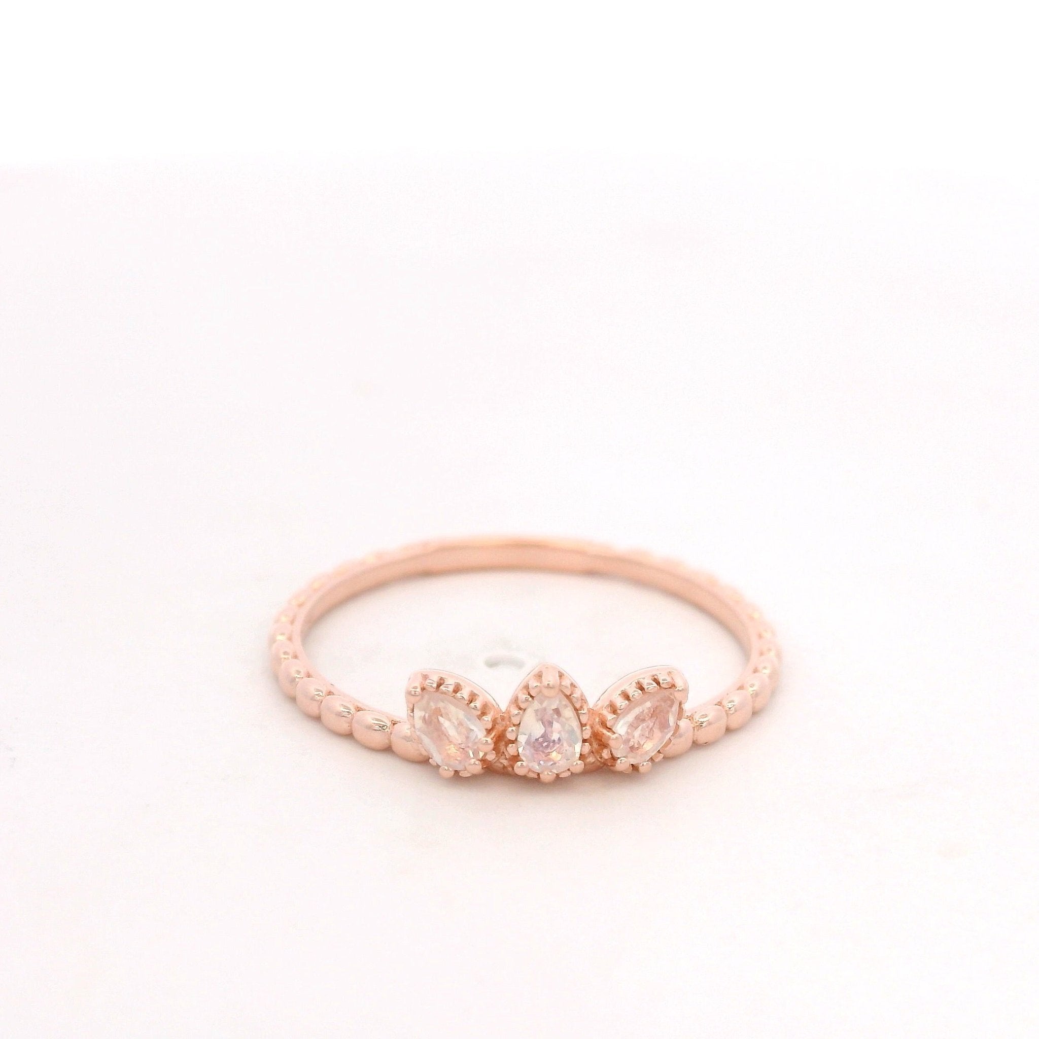 925RG 3 DROP MOOSTONE RING T6.5 - C'SANTOS