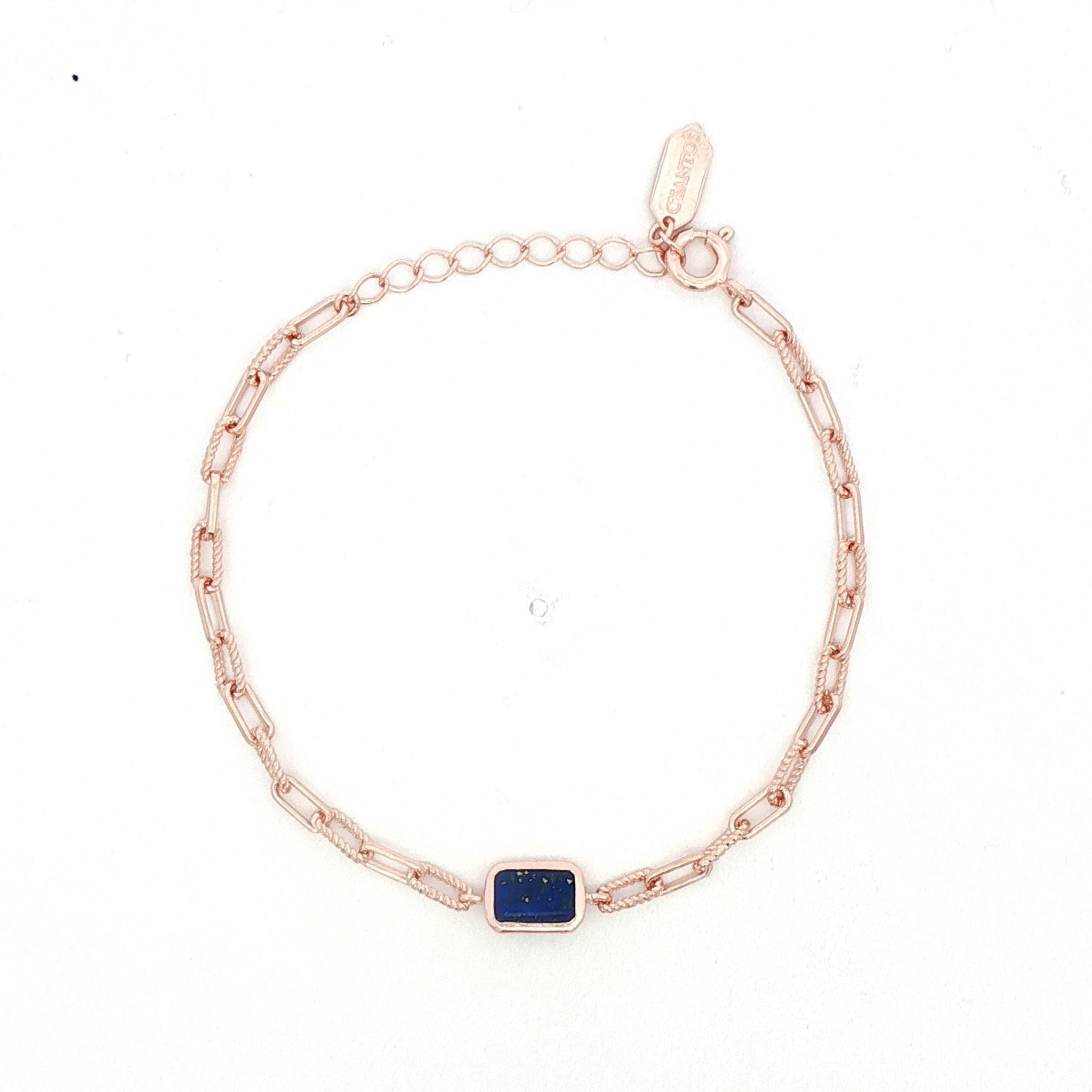 925RG BAGUETTE LAPIS LAZULI PAPERCLIP BRACELET - C'SANTOS