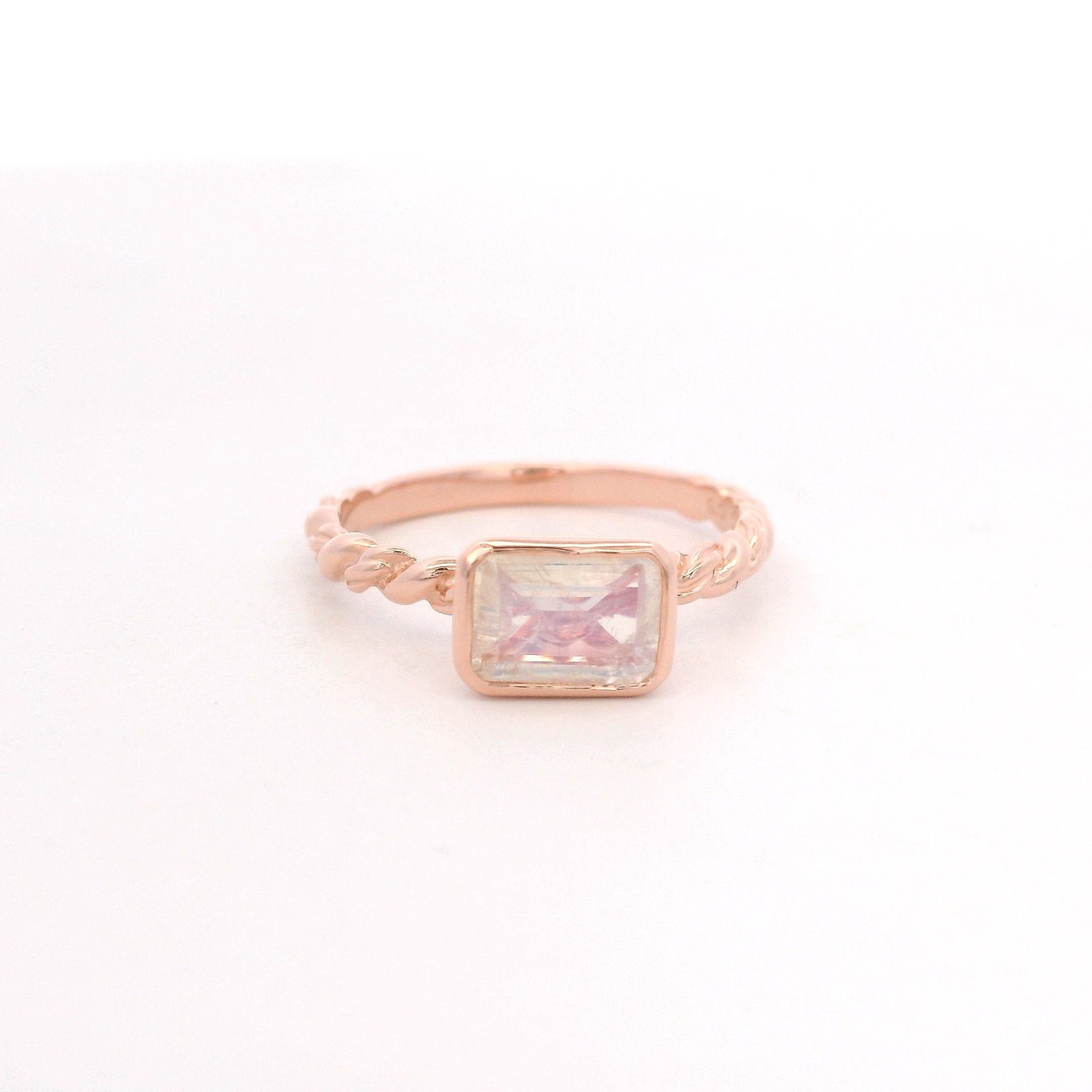 925RG BAGUETTE MOOSTONE GILT RING T6.5 - C'SANTOS