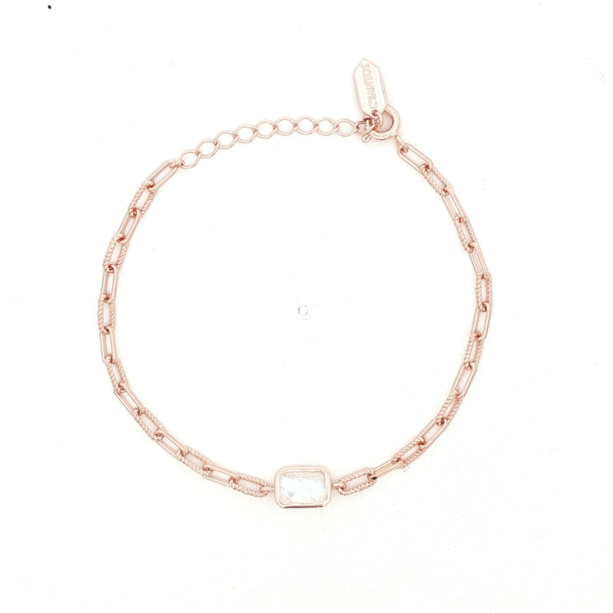 925RG BAGUETTE MOOSTONE PAPERCLIP BRACELET - C'SANTOS