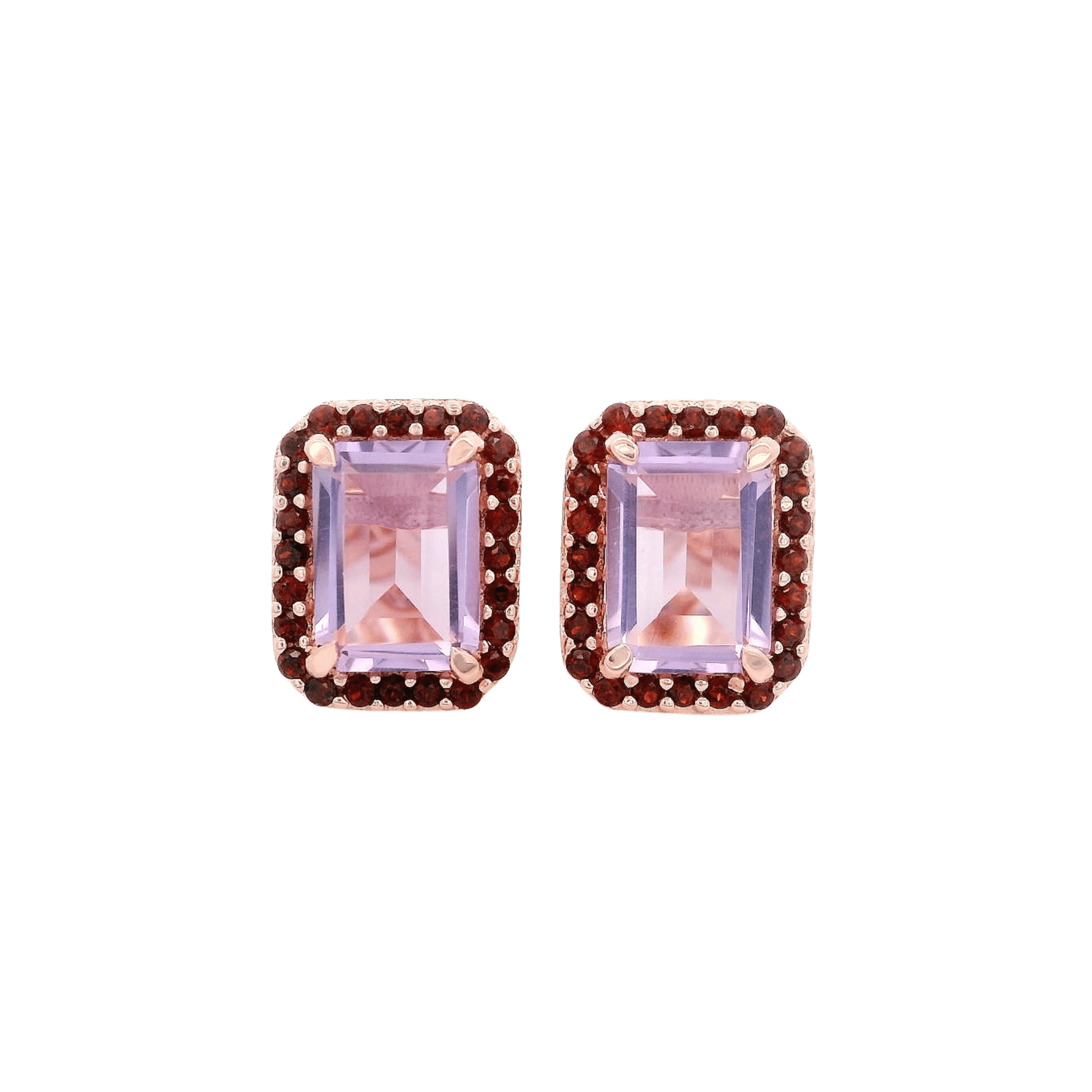925RG BAQUETTE AMETHYST AROUND GARNET EARRINGS - C'SANTOS