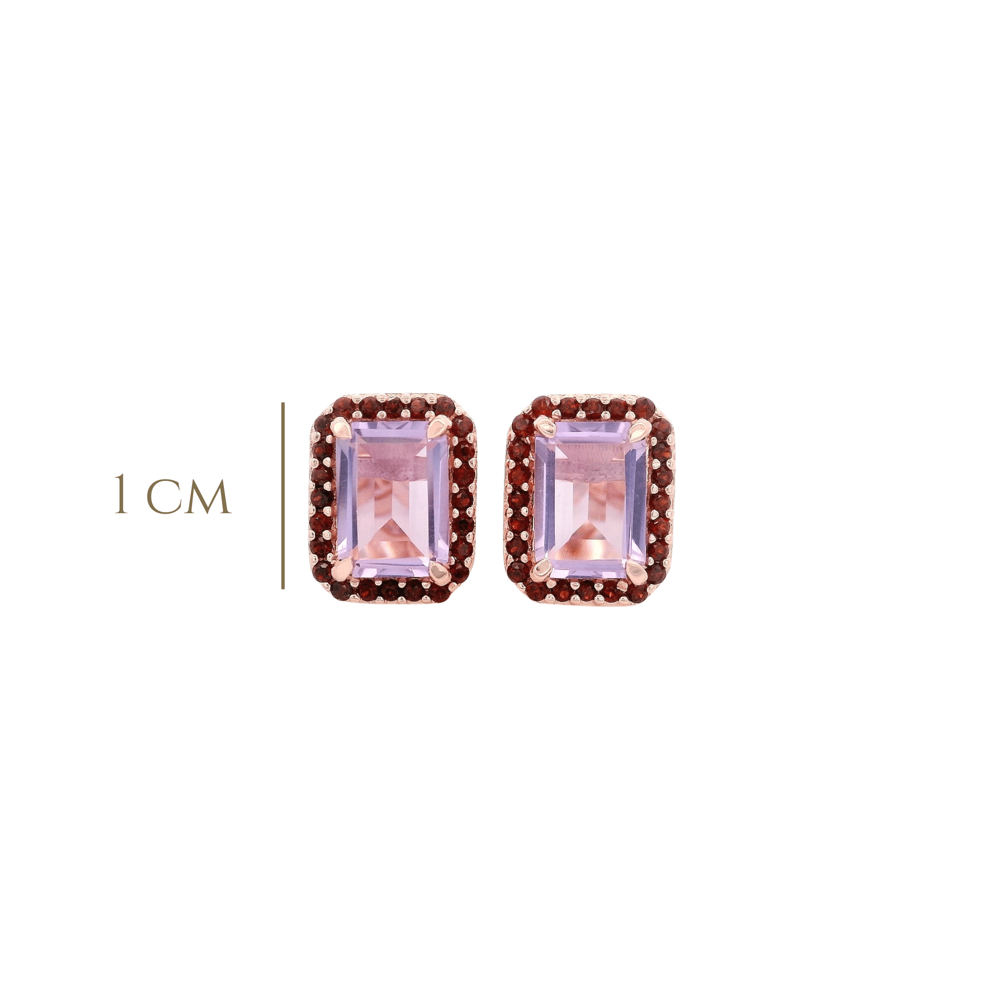925RG BAQUETTE AMETHYST AROUND GARNET EARRINGS - C'SANTOS