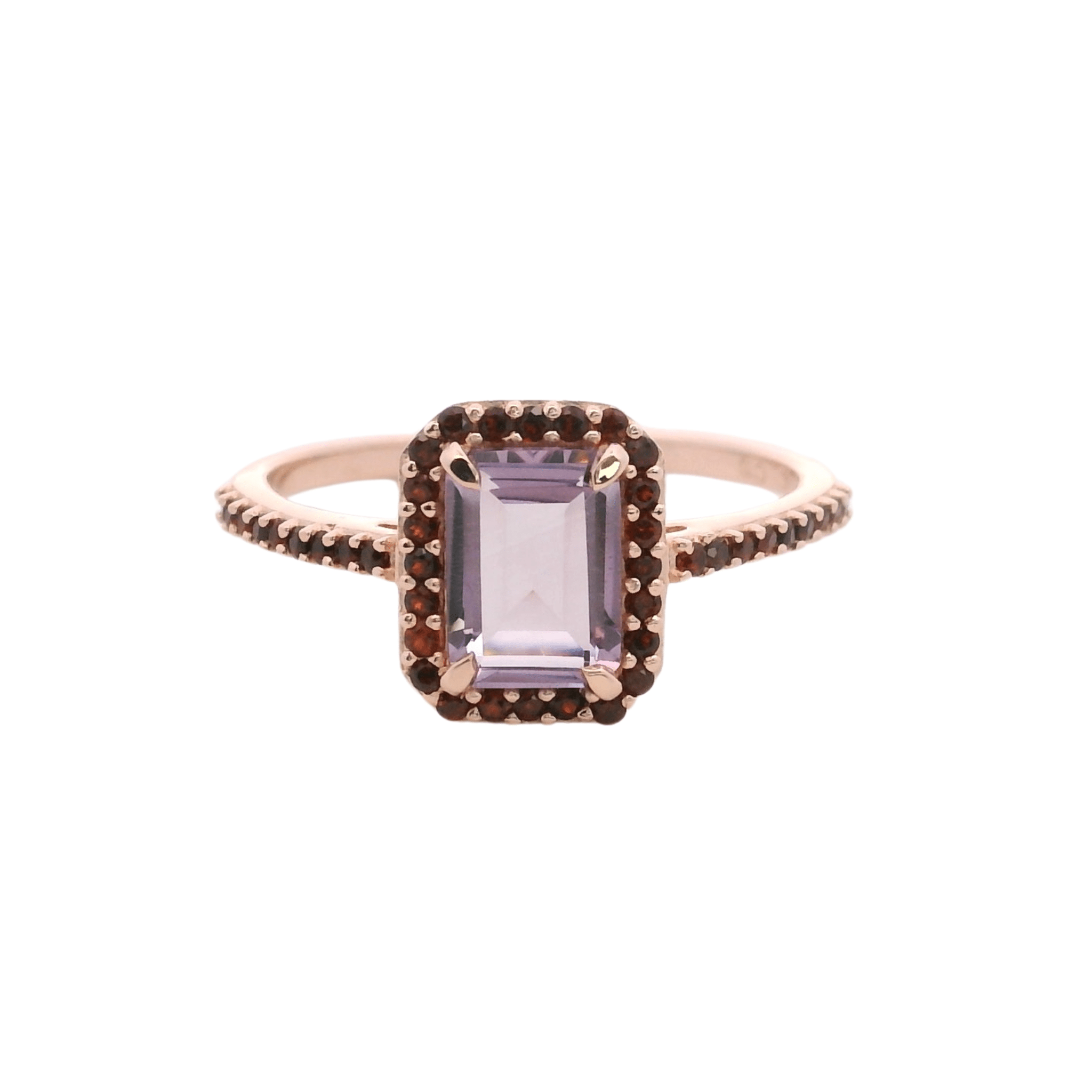 925RG BAQUETTE AMETHYST AROUND GARNET RING T6.5 - C'SANTOS