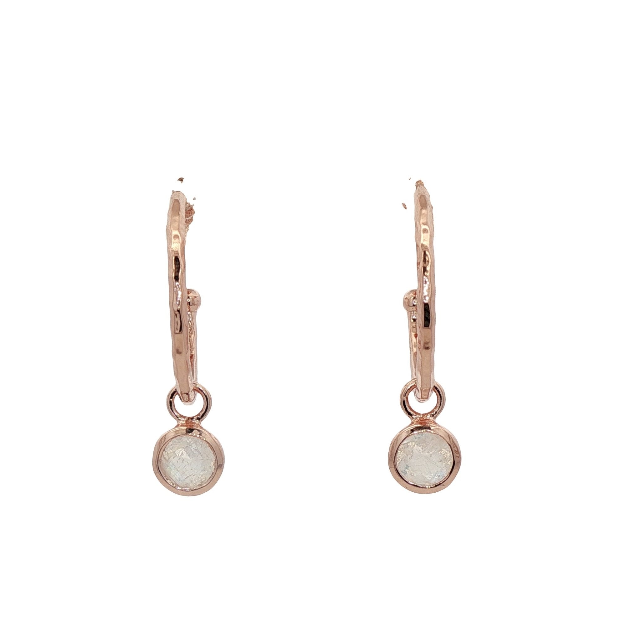 925RG BEZEL MOOSTONE SOLITARY HUGGIES - C'SANTOS