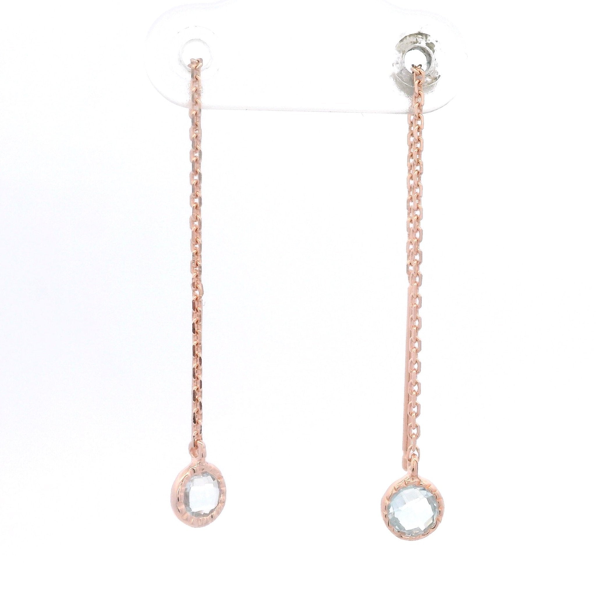 925RG BEZEL TOPAZ BLUE SOLITARY EARRINGS - C'SANTOS