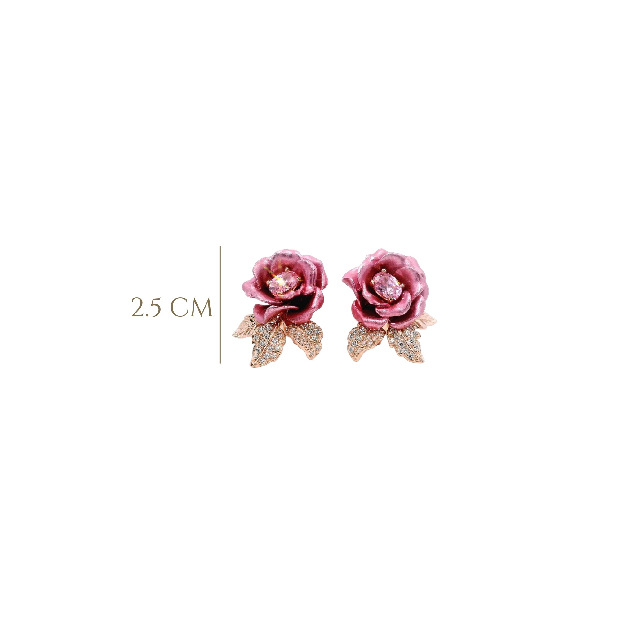 925RG BIG FLOWER PINK CENTER CZ PINK EARRINGS - C'SANTOS