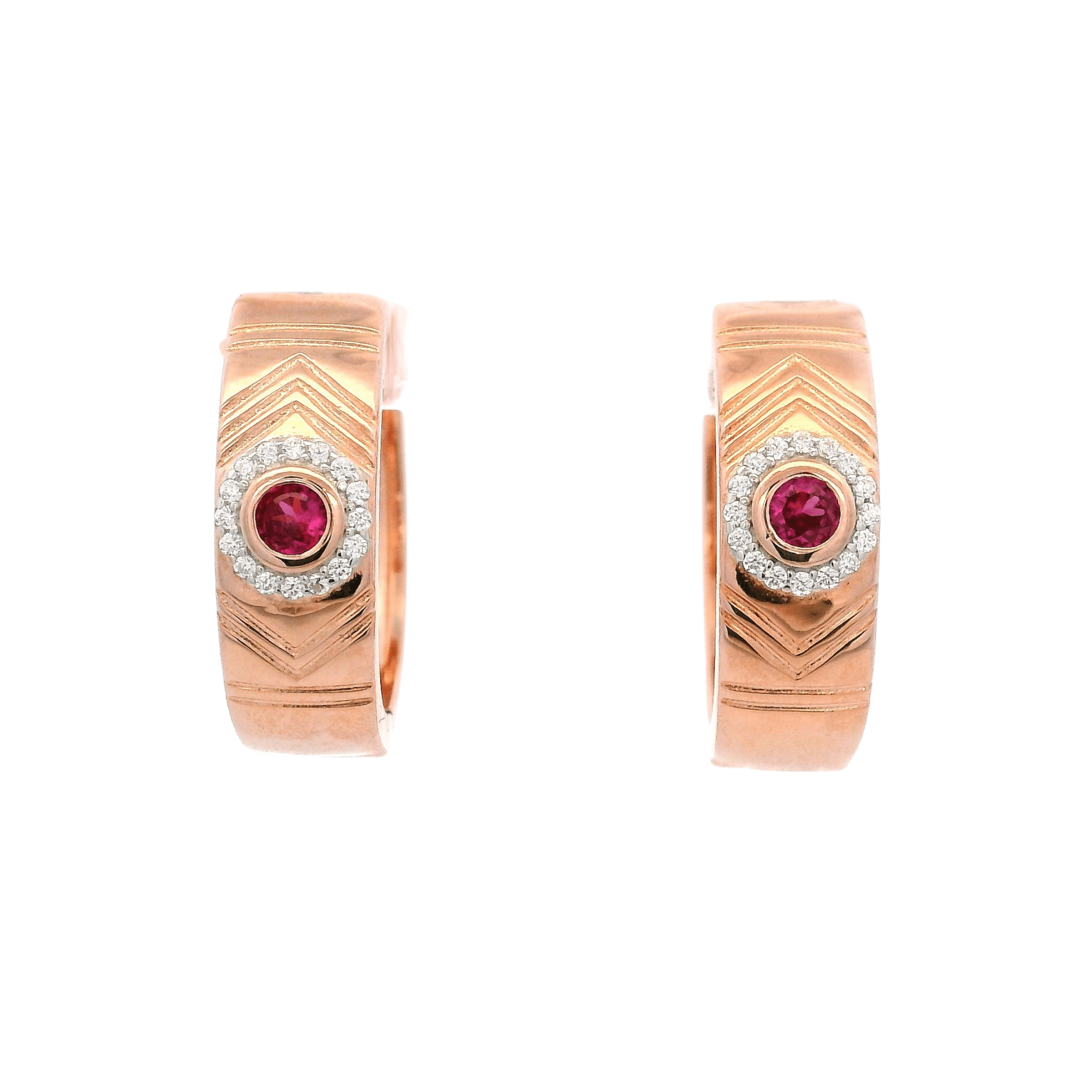 925RG CENTER CIRCLE CZ FUSHIA HOOPS - C'SANTOS