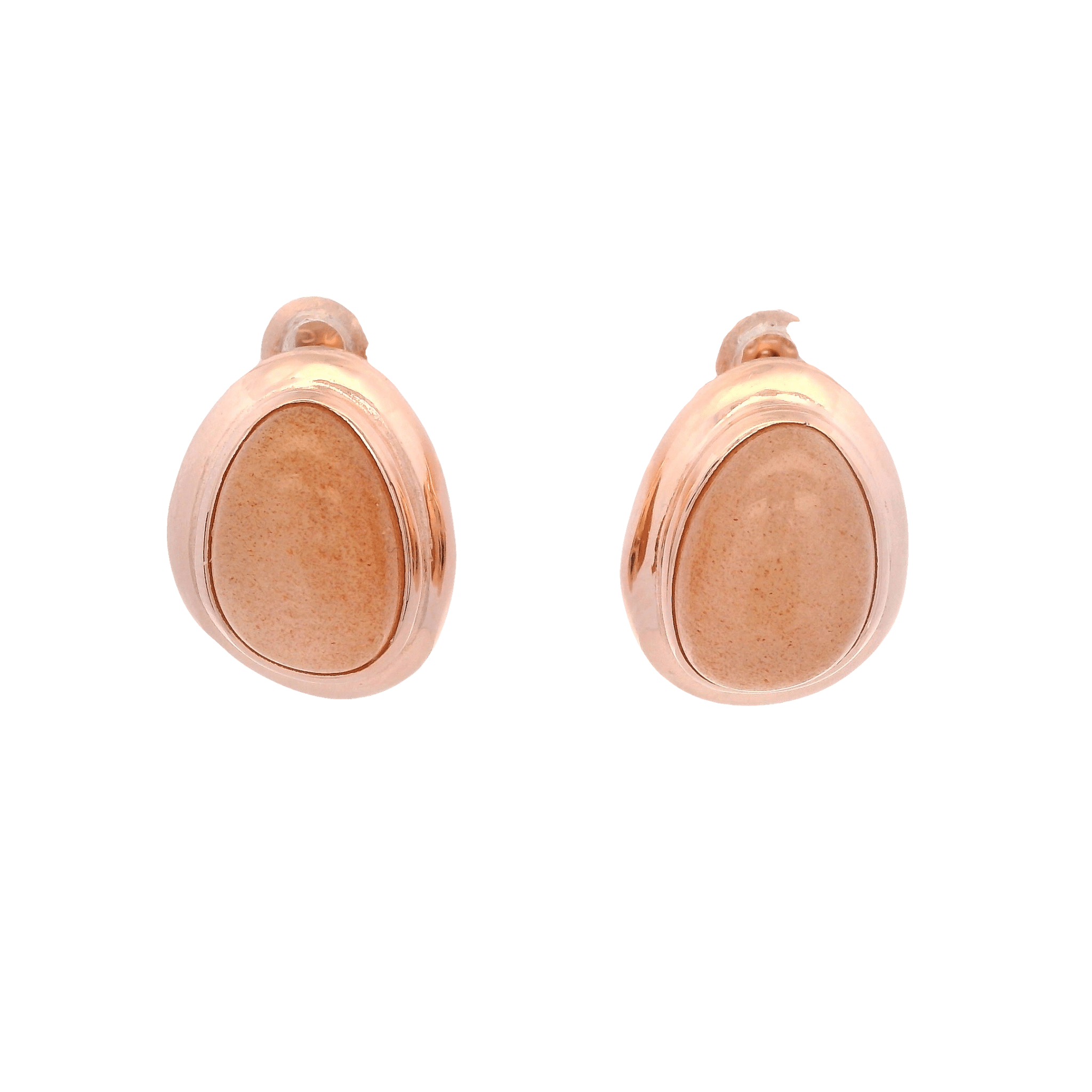 925RG CHUNKY DROP MOOSTONE PEACH EARRINGS - C'SANTOS