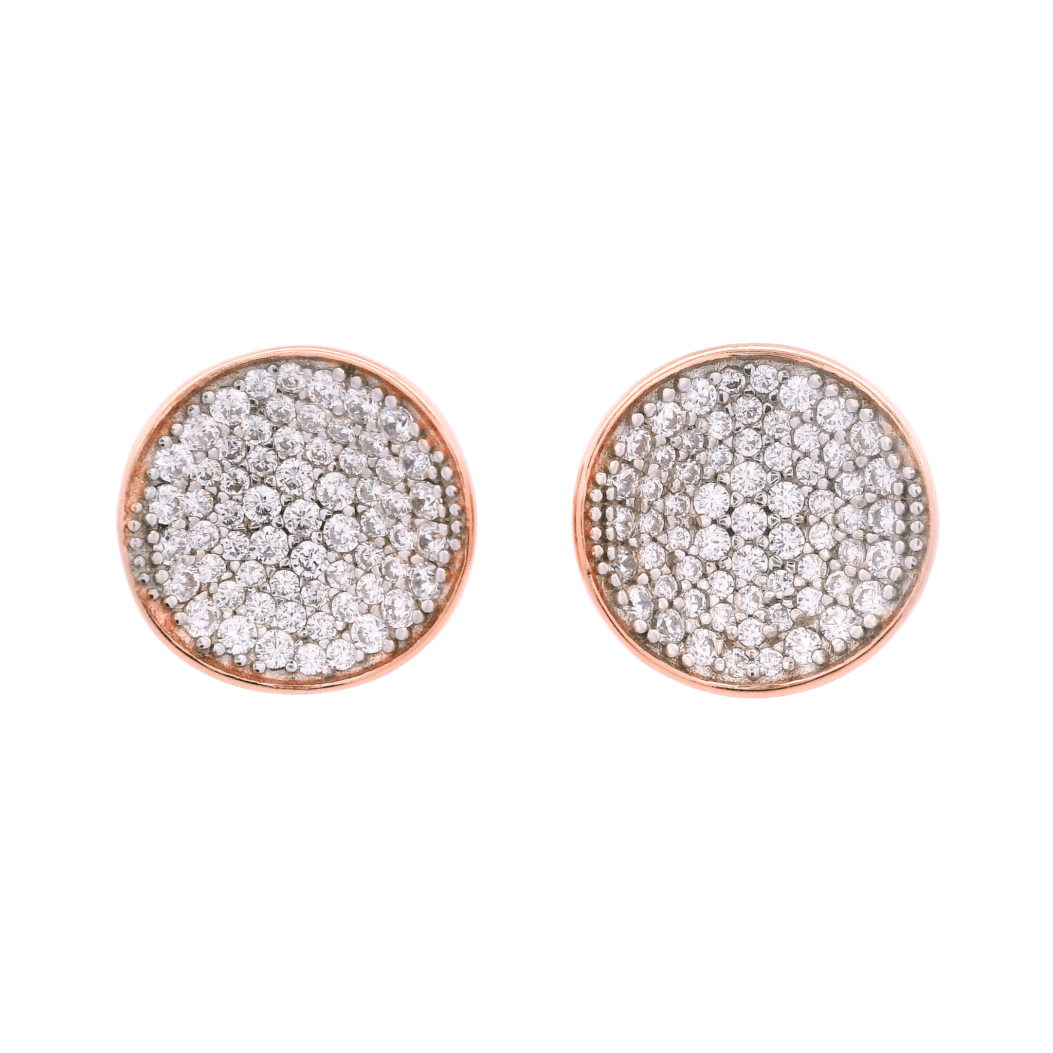 925RG CIRCLE DOME PAVE EARRINGS - C'SANTOS